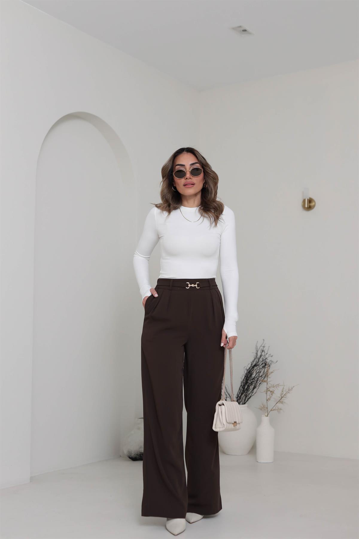 5068 Yumuşak Doku Parmak Geçmeli Bluz EKRU