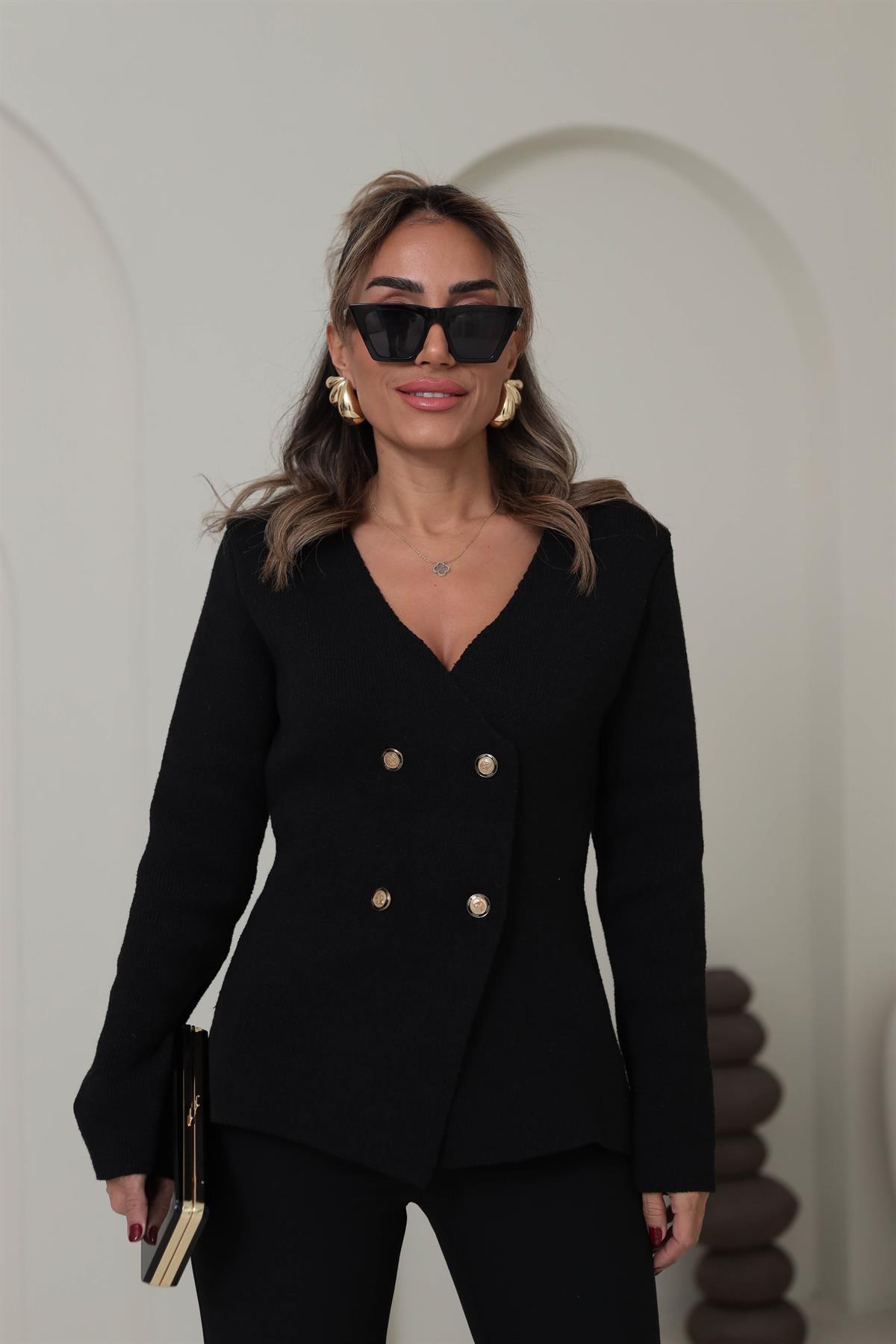 4417 Çelik Triko Hırka SİYAH