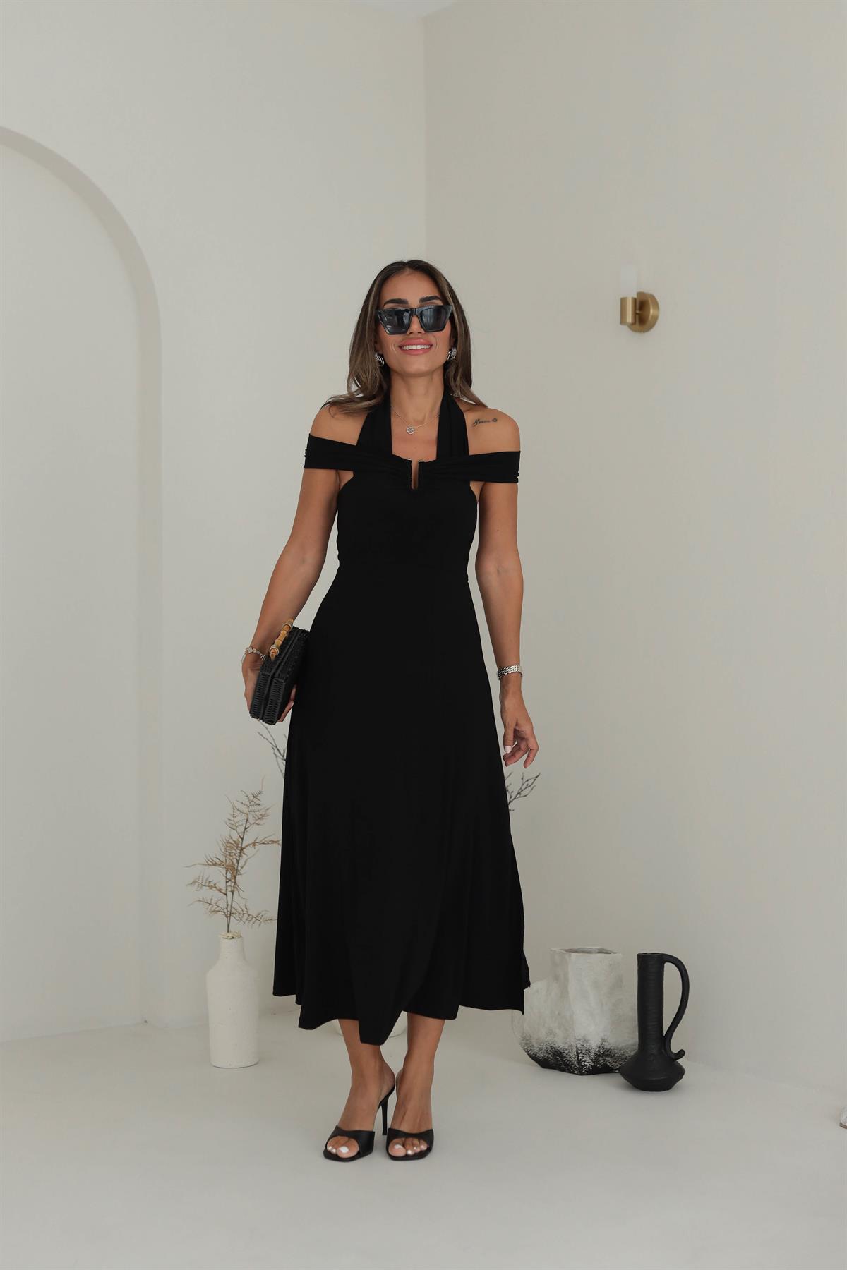 1084 Tokalı Bantlı Sandy Elbise