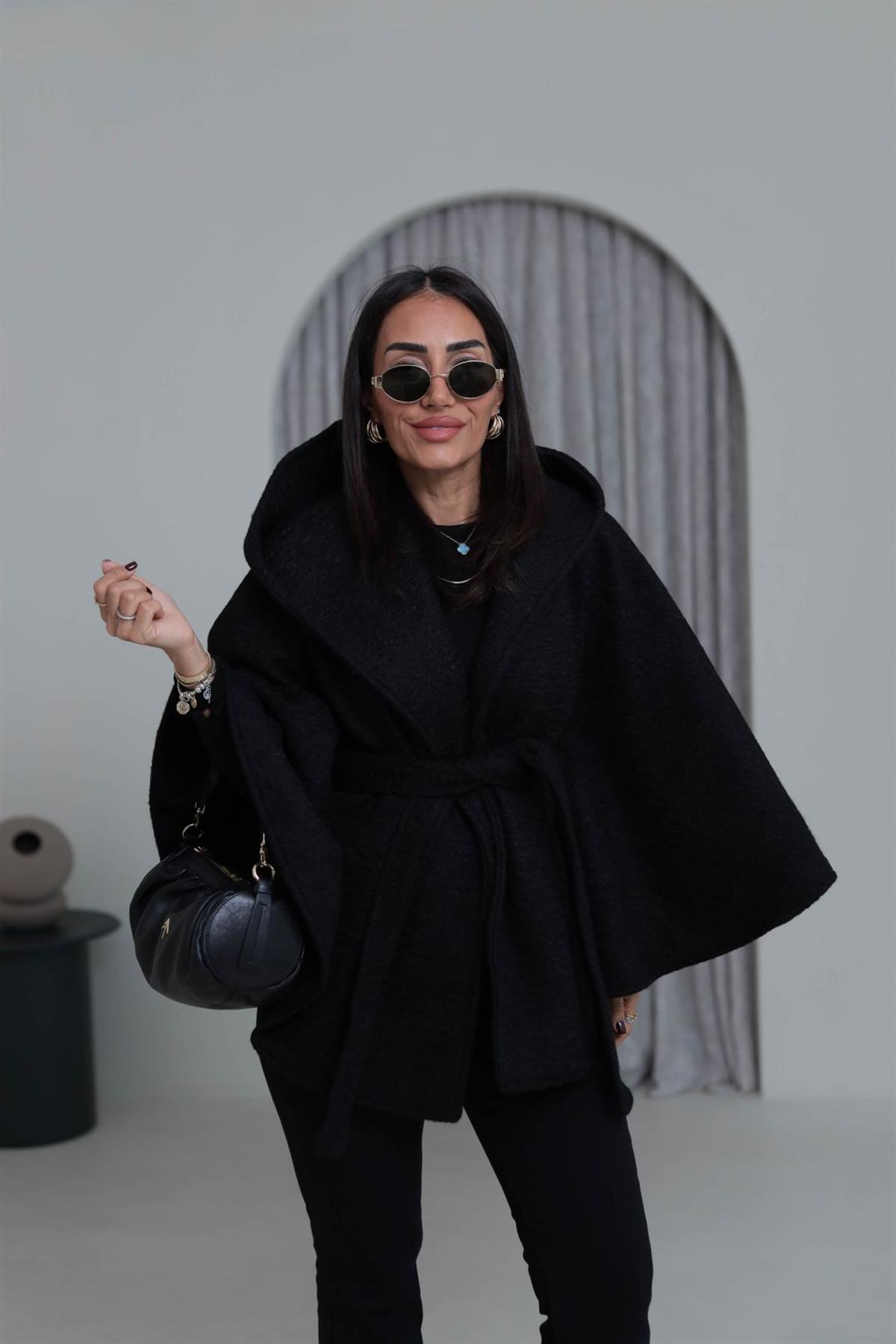 0588 Kaşe Panço Kaban SİYAH