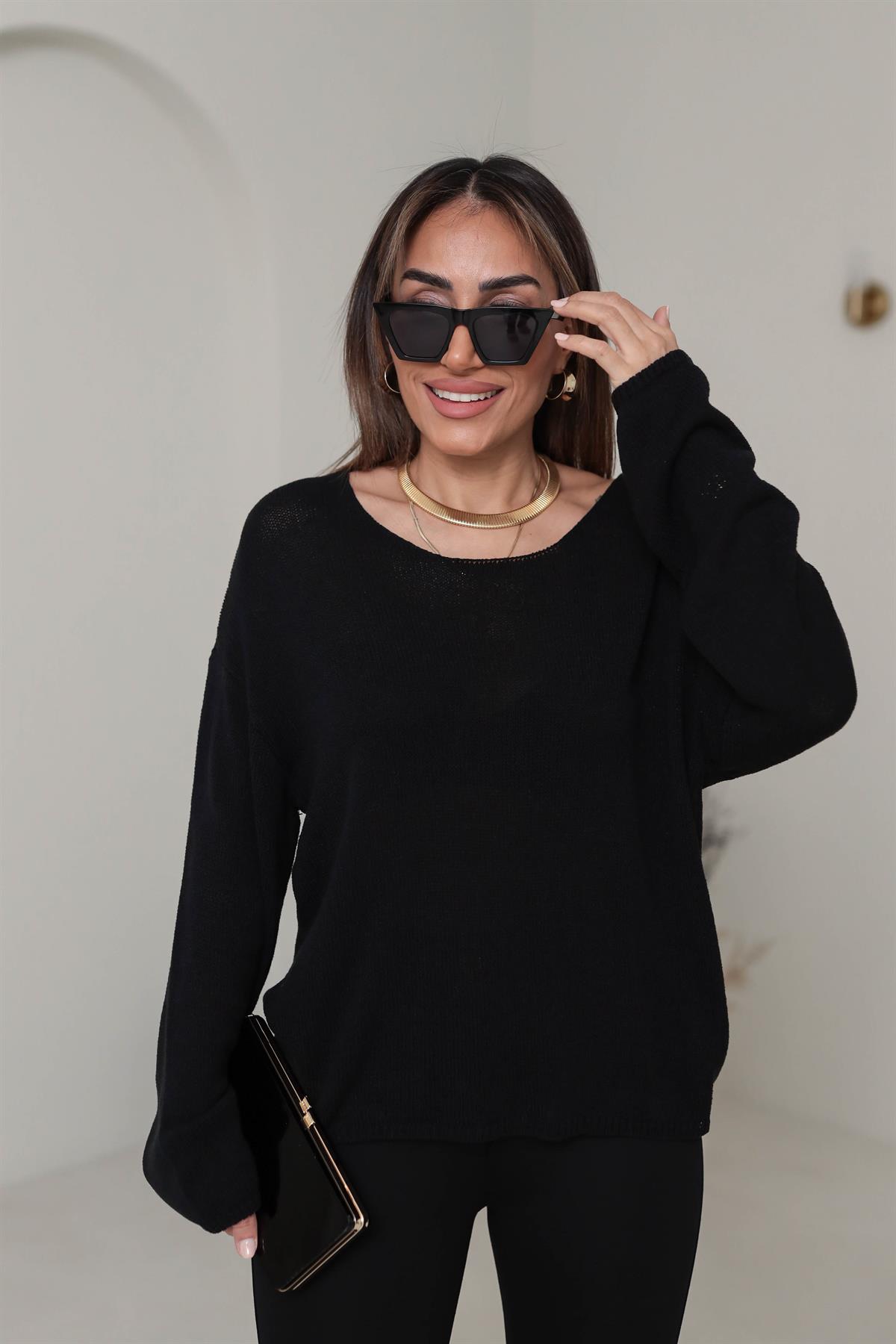 0706 Oval Yaka Basic Triko SİYAH