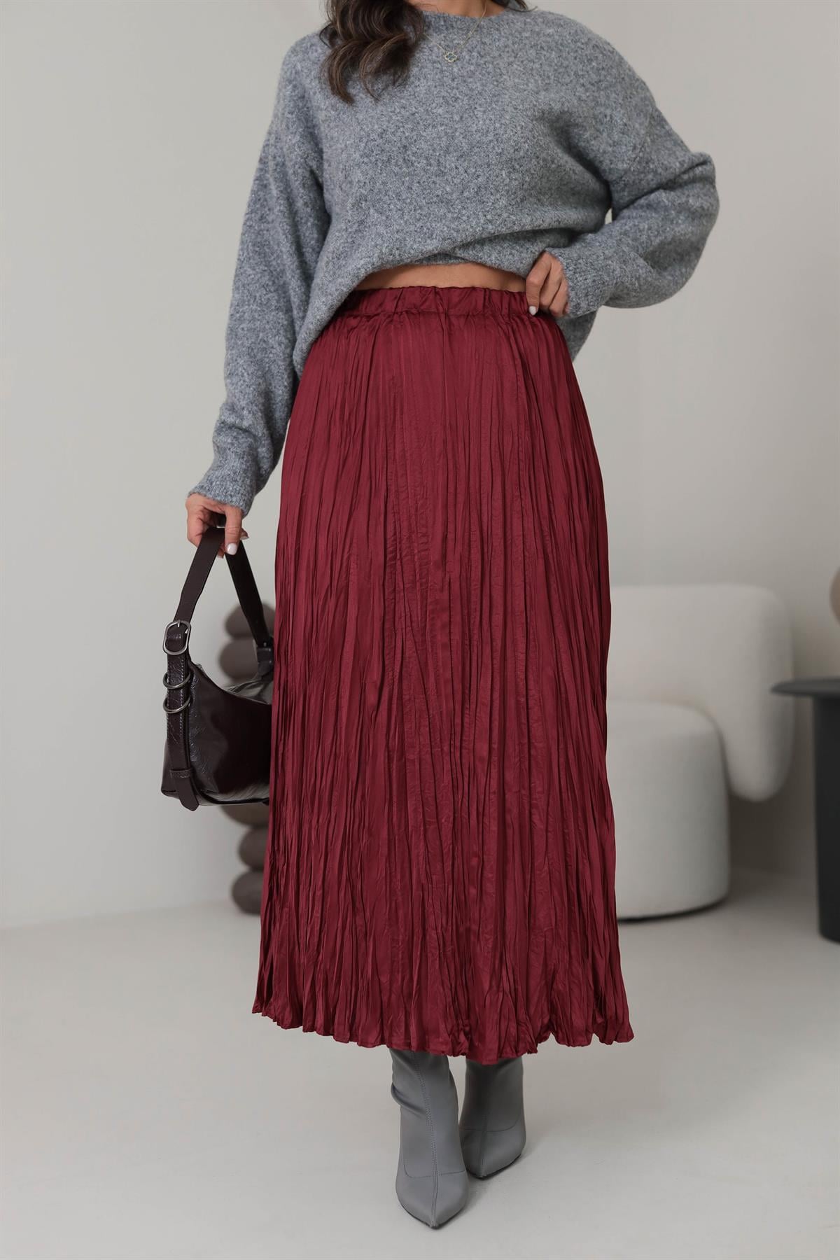 6571 Kraşlı Etek BORDO