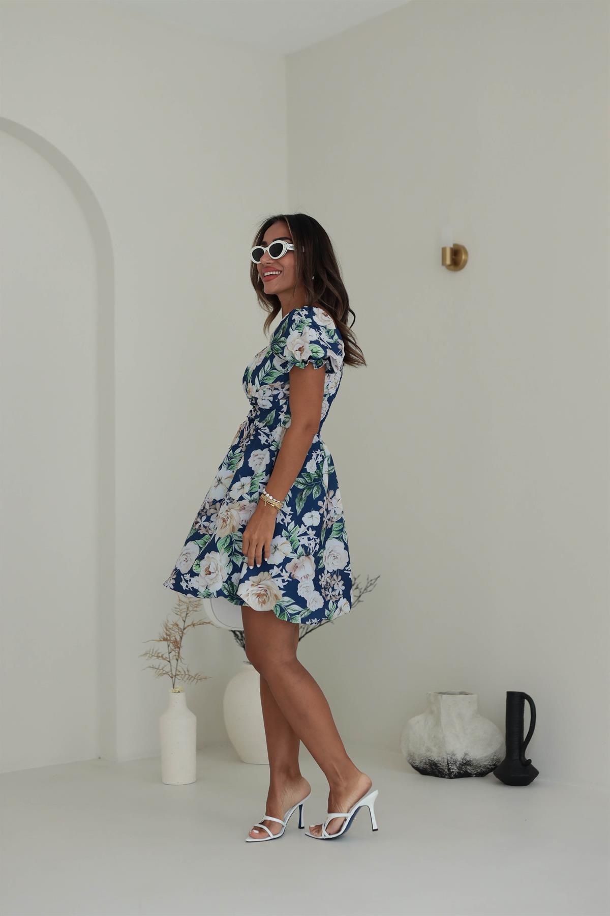 3488 Arkası Gipeli Çiçekli Elbise