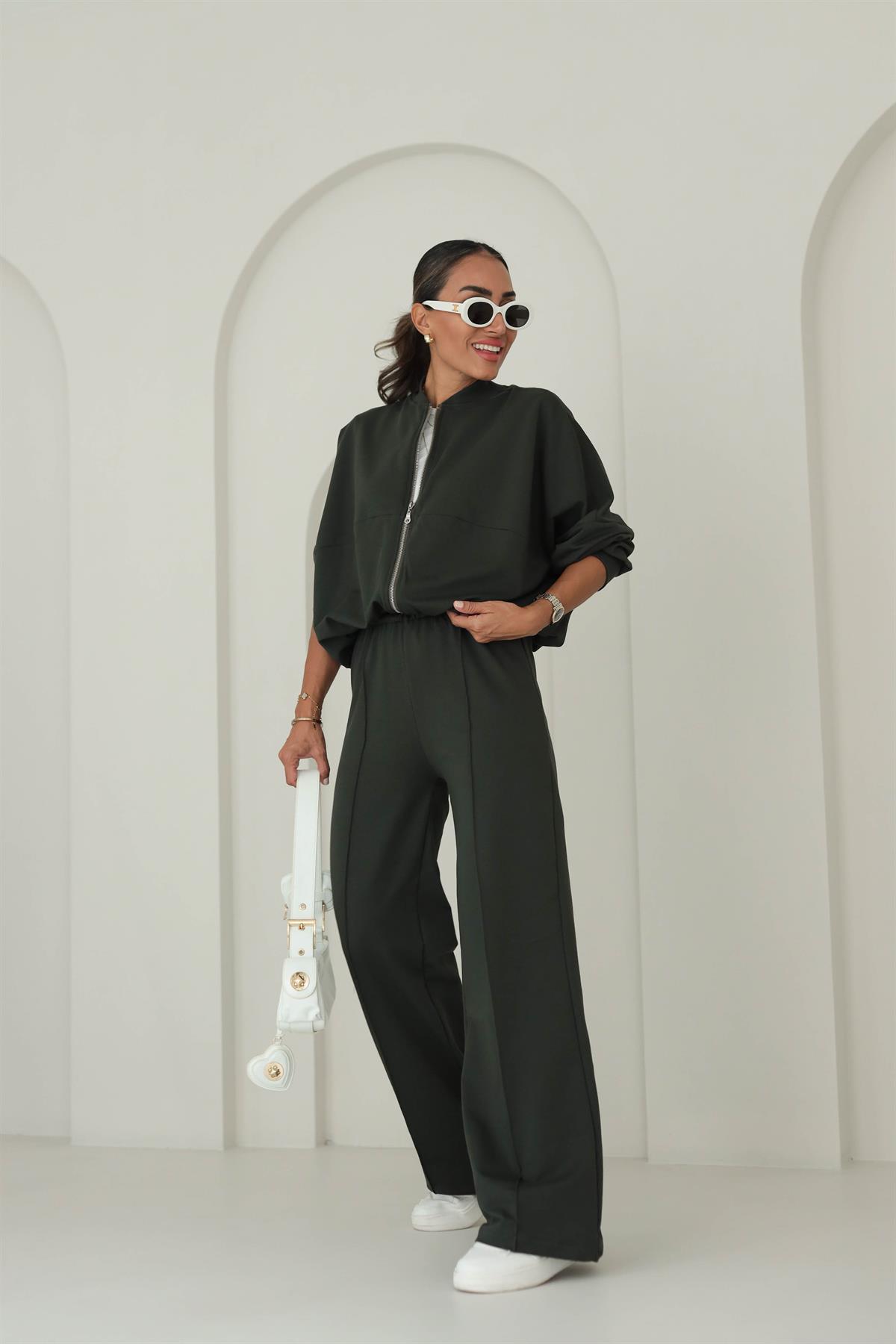 8606 Fermuar Detaylı Sweat Eşofman Takım