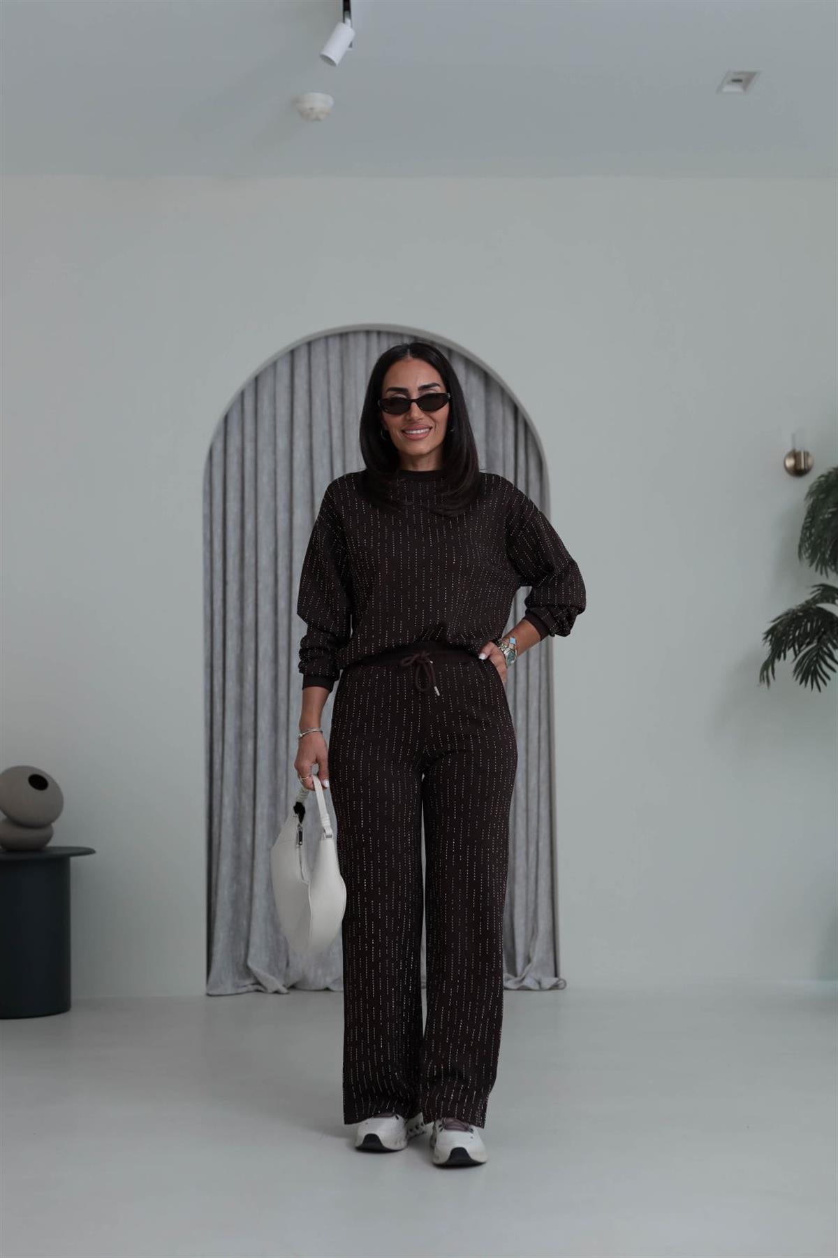 4213 Sıra Taşlı Rahat Modal Takım KAHVE