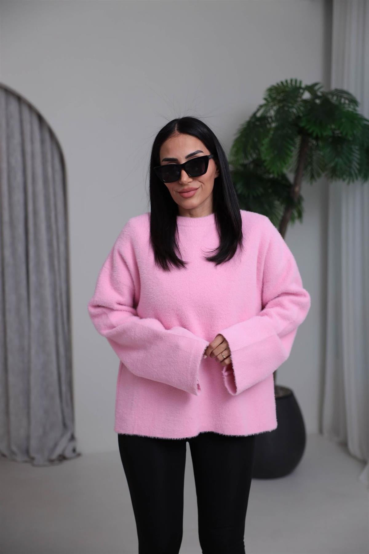 5256 Bisiklet Yaka Angora Triko PEMBE