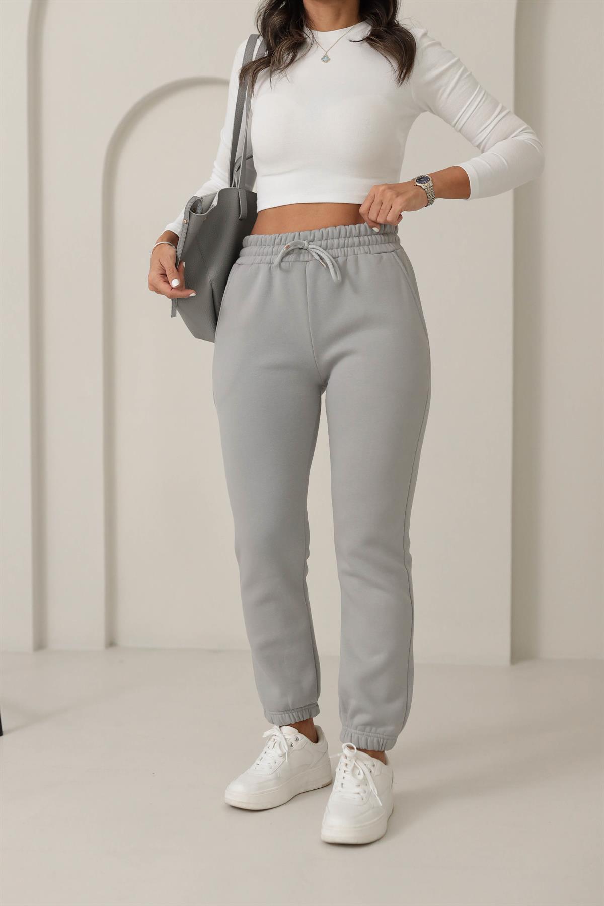 5574 Bel ve Paça Lastikli Eşofman Altı GRİ