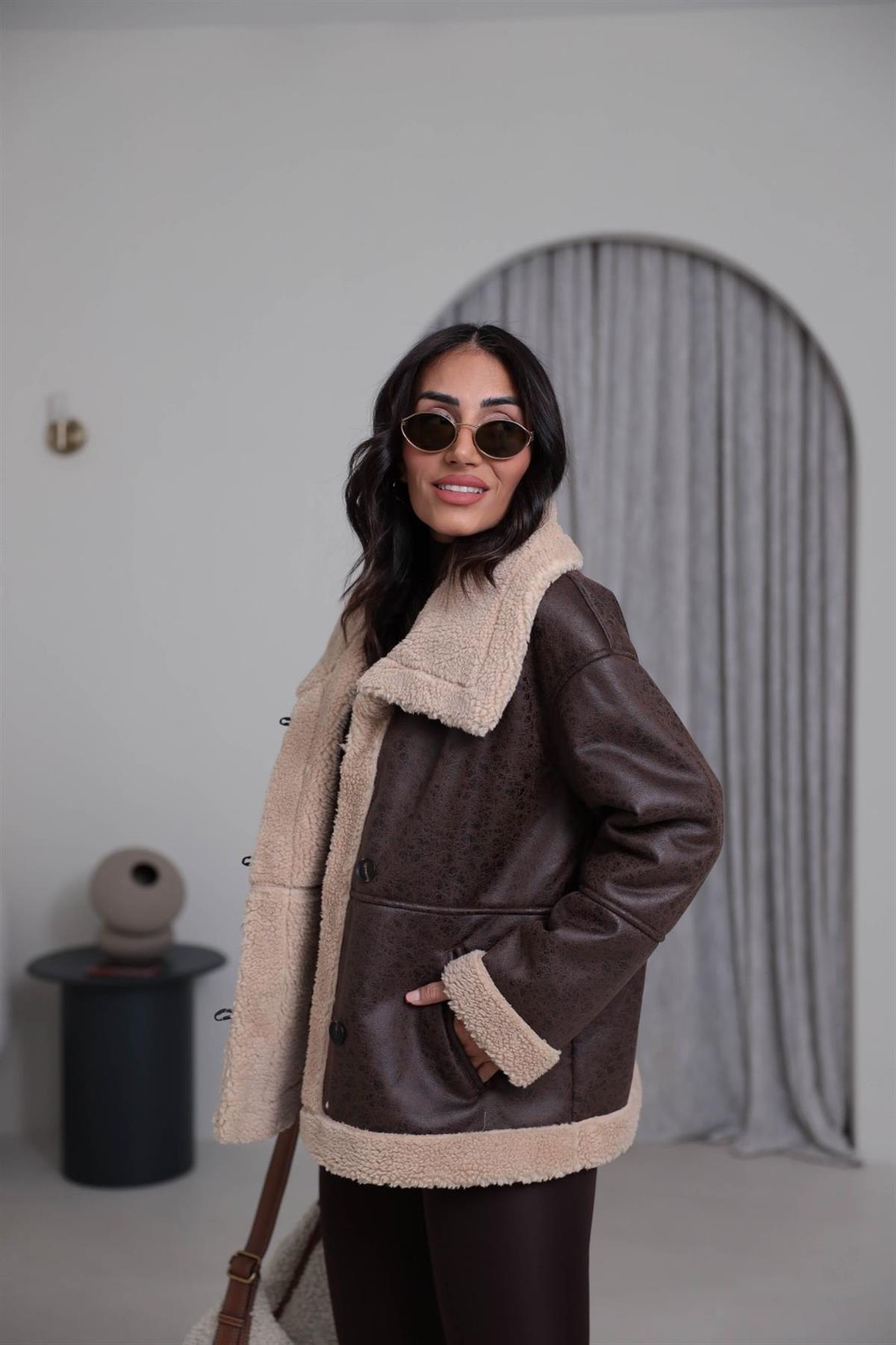 9195 İçi Kürklü Nubuk Mont KAHVE
