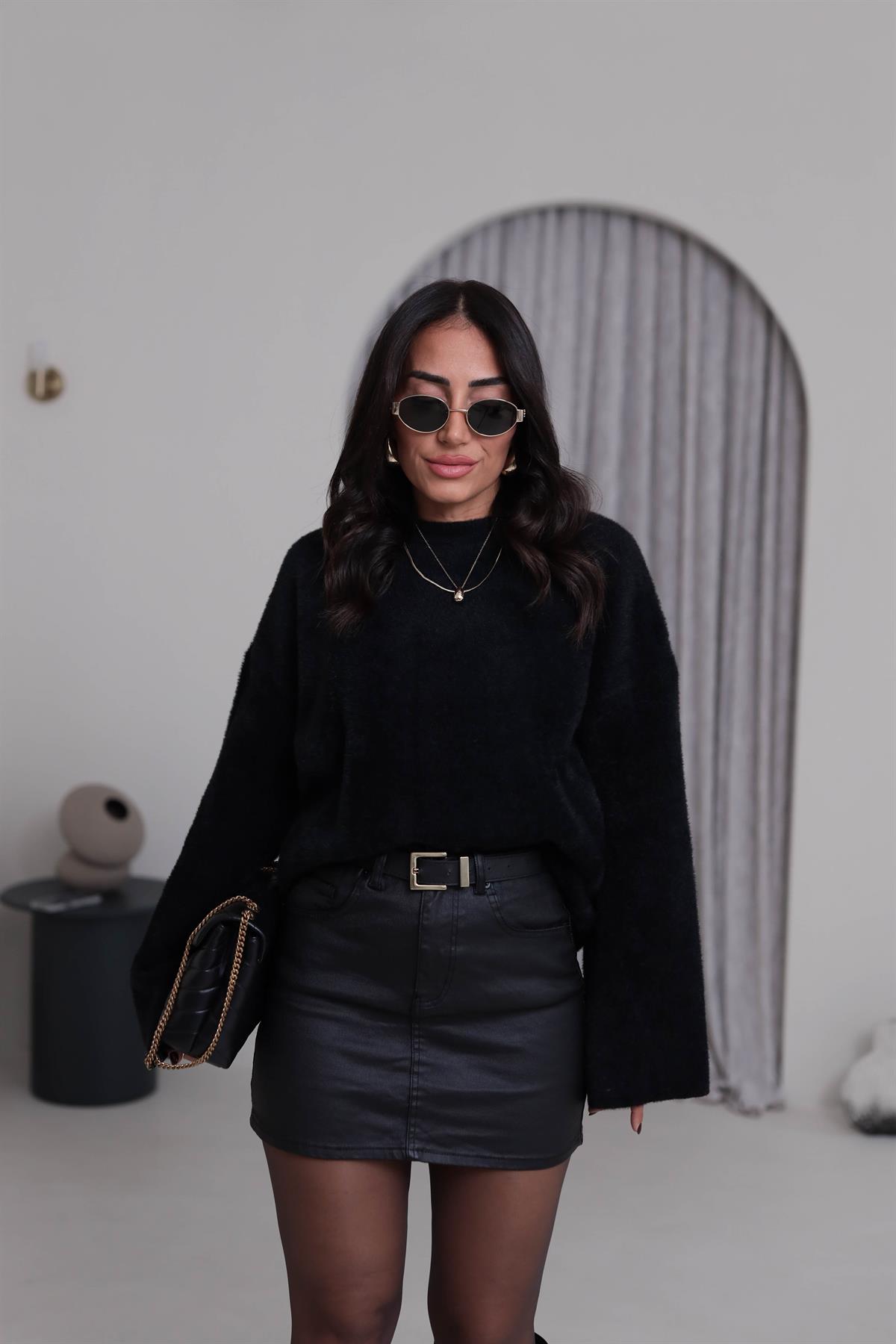 5256 Bisiklet Yaka Angora Triko SİYAH