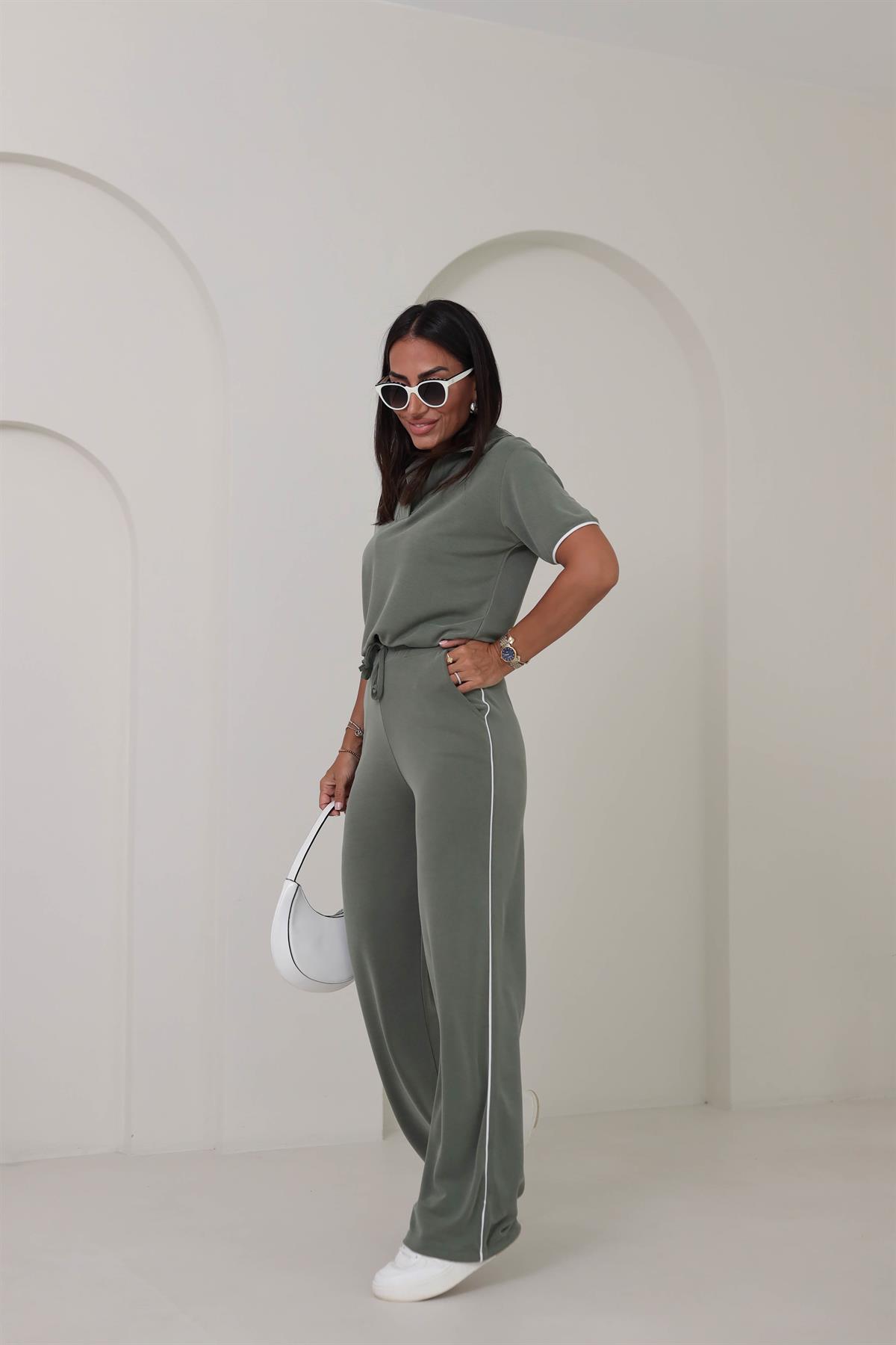 Polo Yaka Biyeli Pike Modal Takım HAKİ YEŞİL