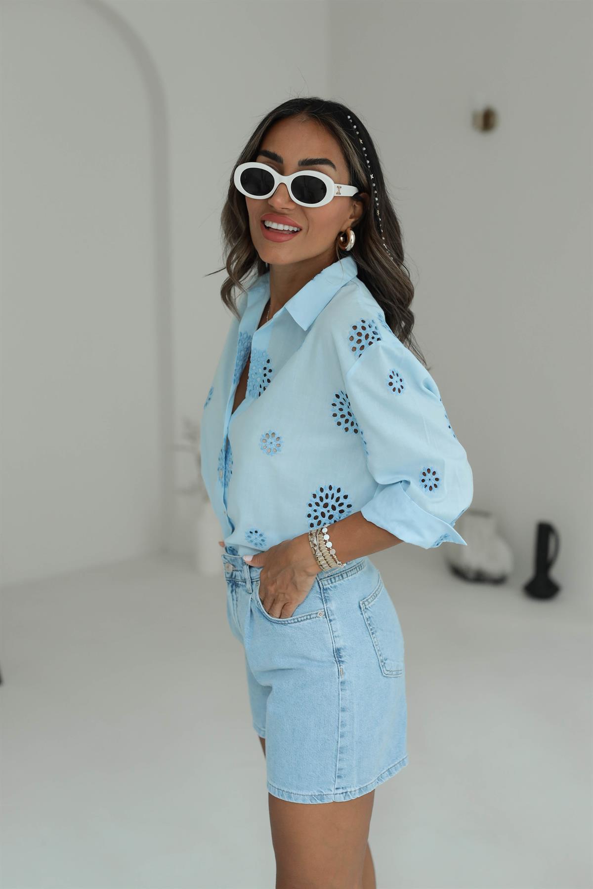 6301 Fisto Çiçekli Gömlek