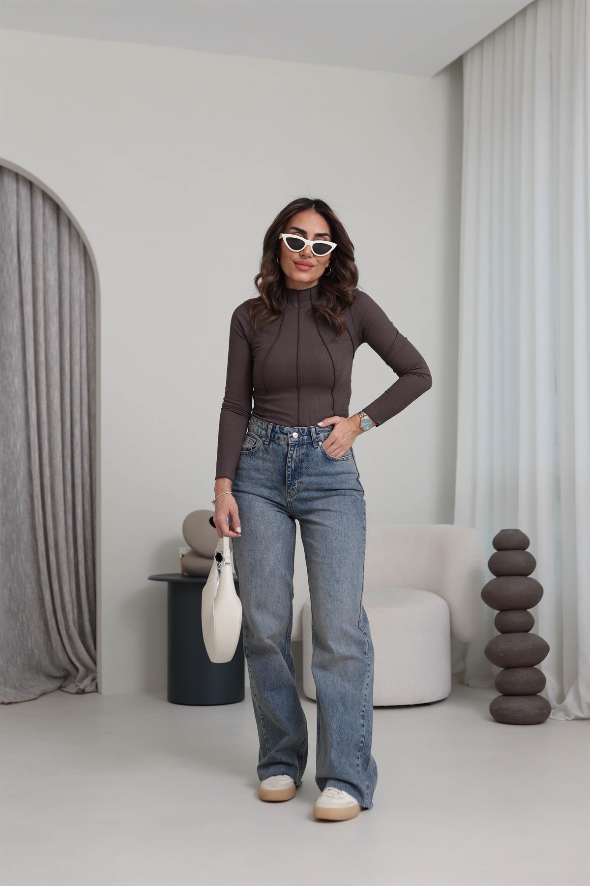 1077 Paça Kesikli Palazzo Jean TİNTLİ MAVİ