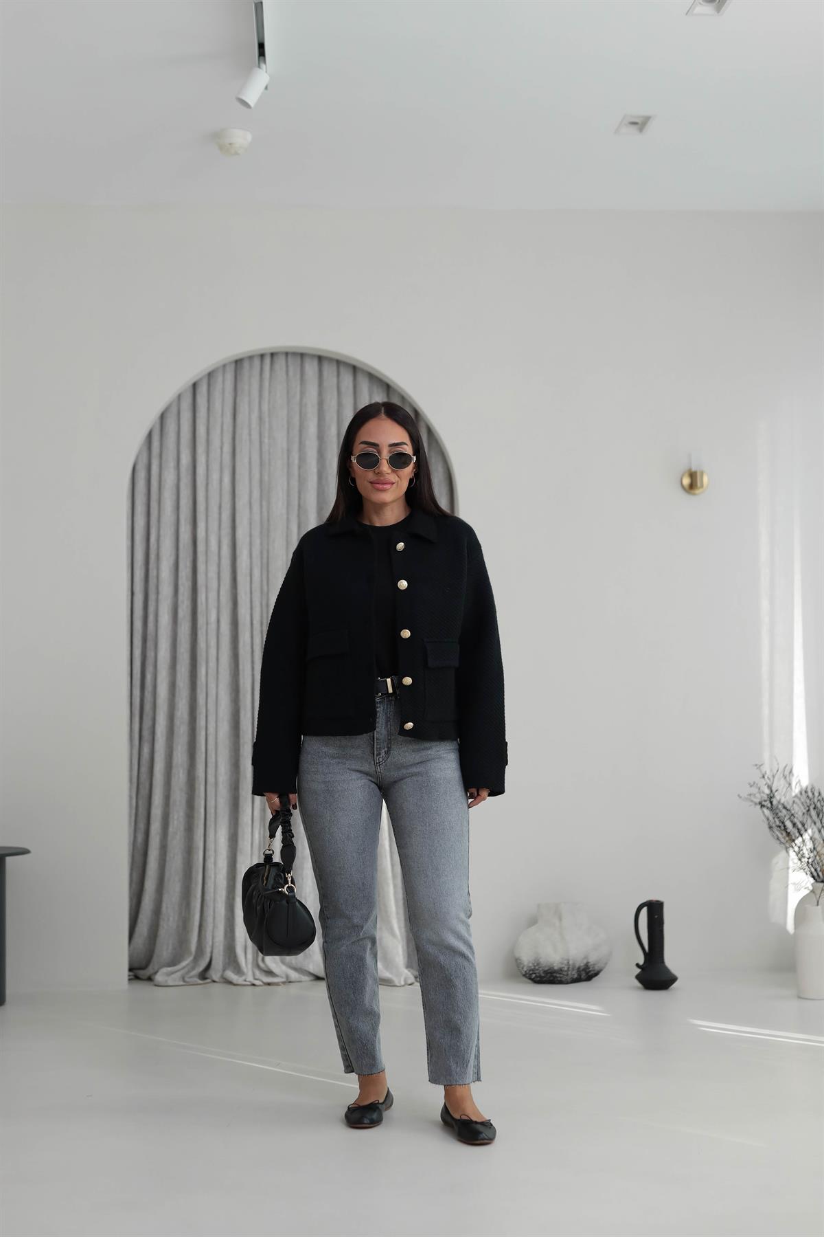 ZA Lazer Kesikli Boyfit Jean GRİ