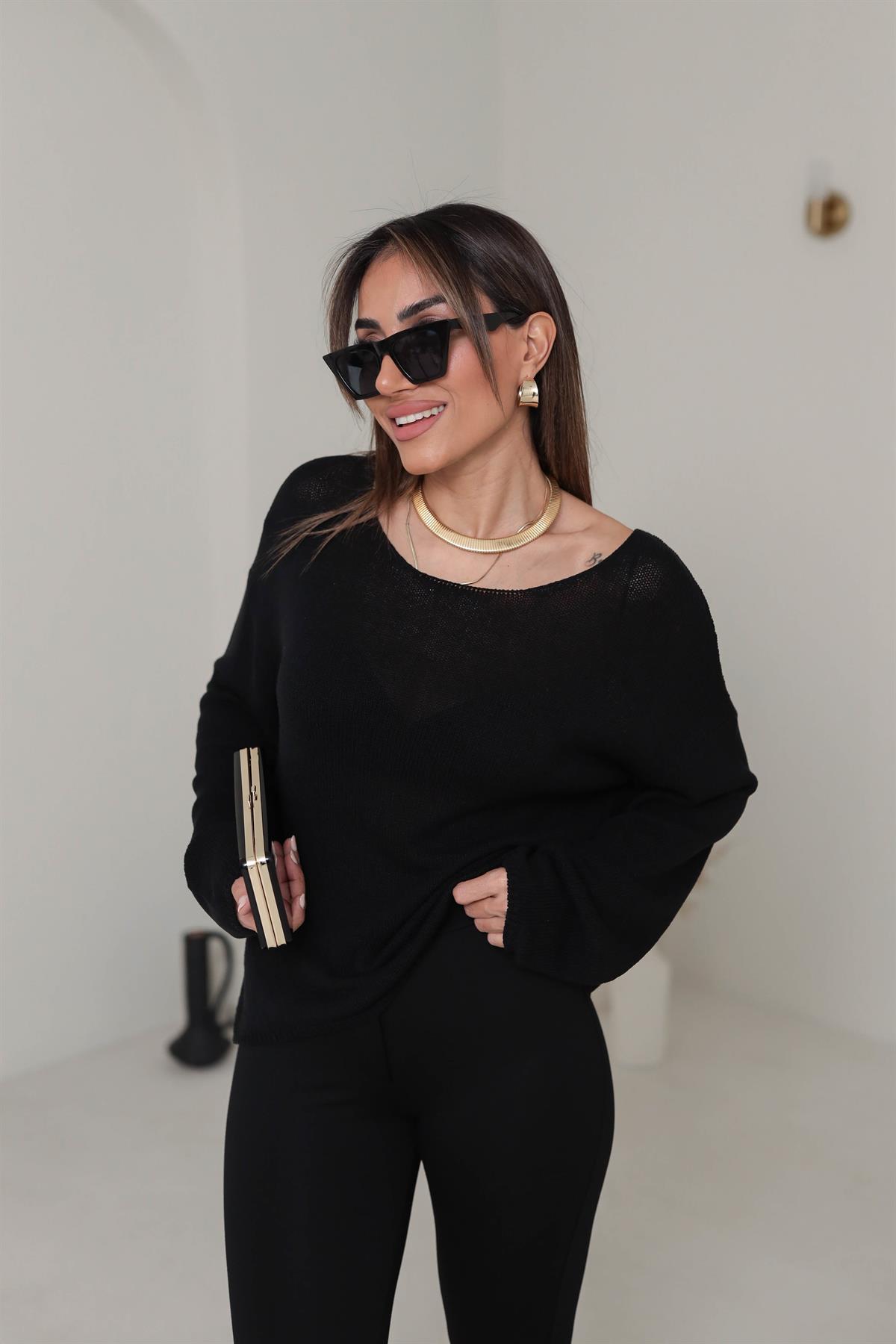 0706 Oval Yaka Basic Triko SİYAH