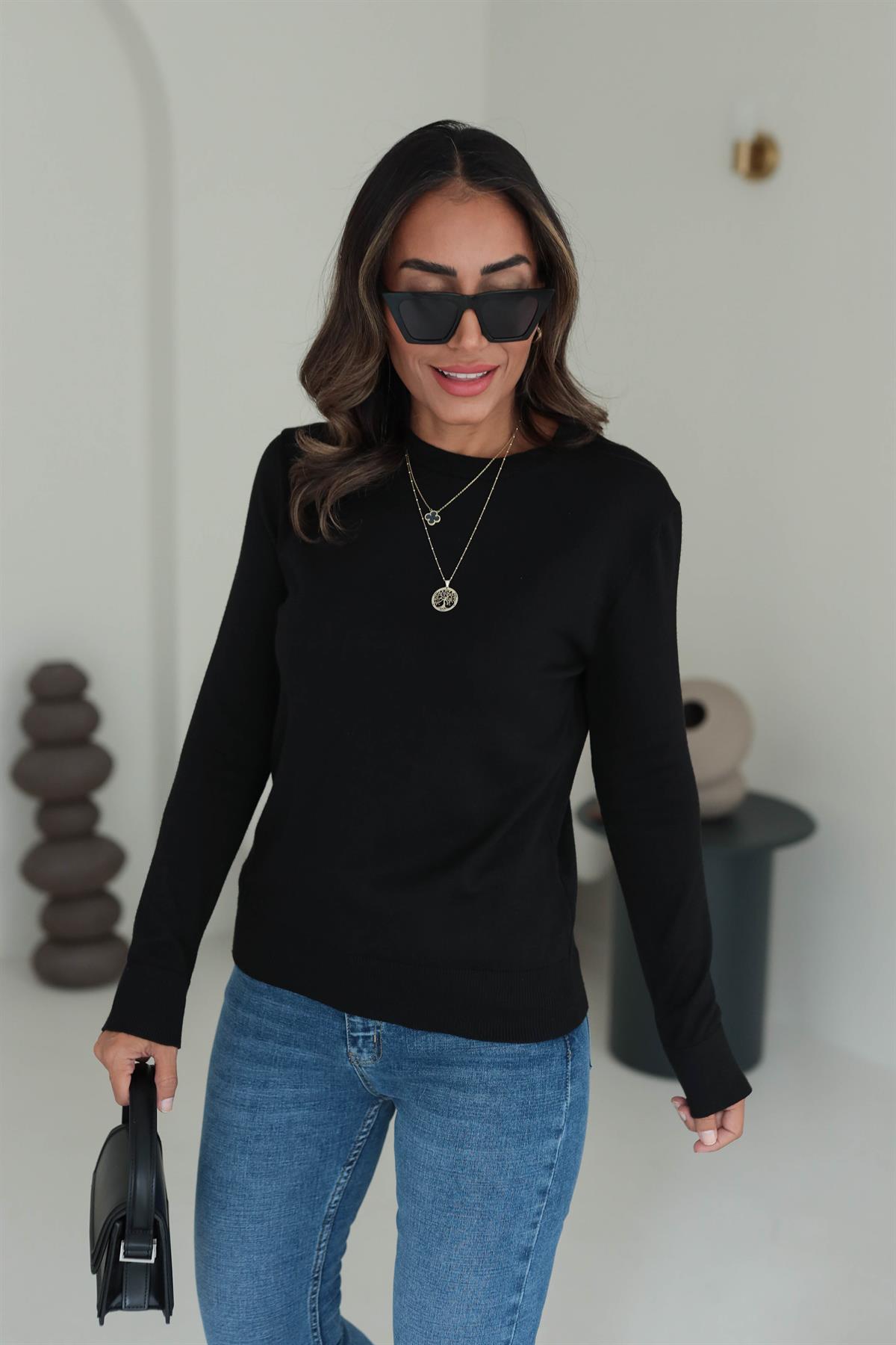 1004 Bisiklet Yaka Yumuşak Doku Triko