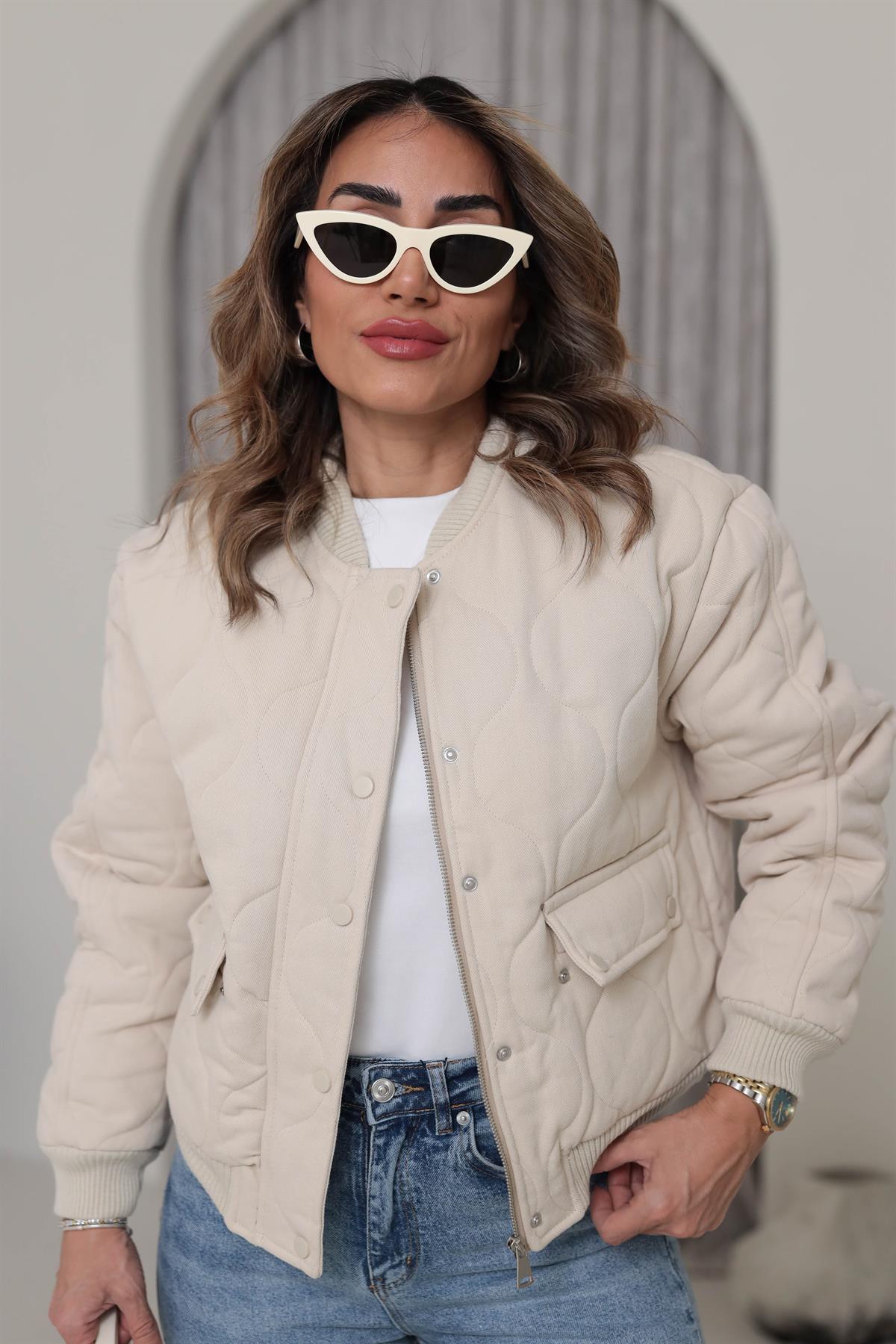 9516 Kapitone Şişme Mont TAŞ