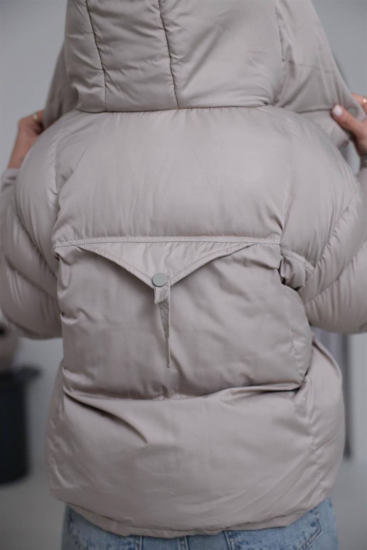 2733 Cep Toka Detay Şişme Mont TAŞ