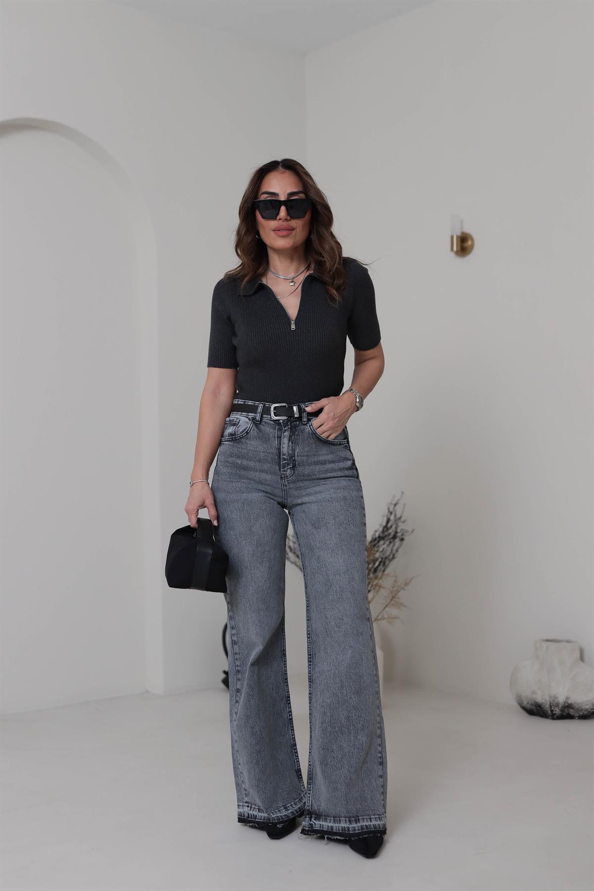 Massi Paça Püsküllü Wideleg Jean GRİ