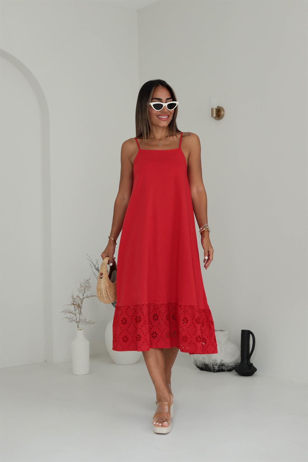 4319 Askılı Eteği Fistolu Elbise