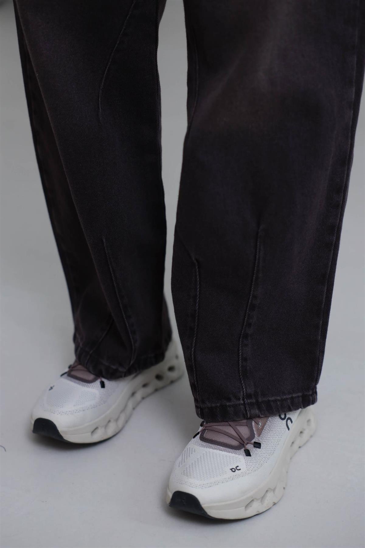 703 Paça Çift Pensli Boyfriend Jean YIKAMALI KAHVE