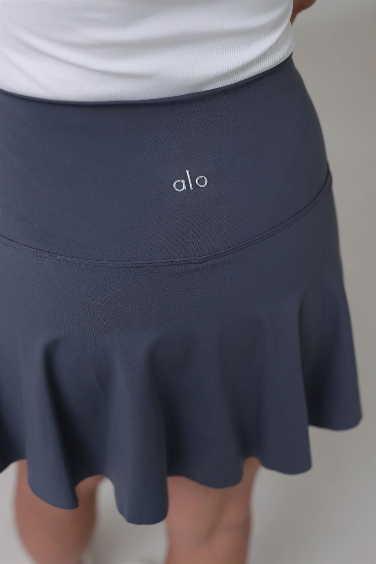 034 Yazı Baskılı Şort Etek ANTRASİT