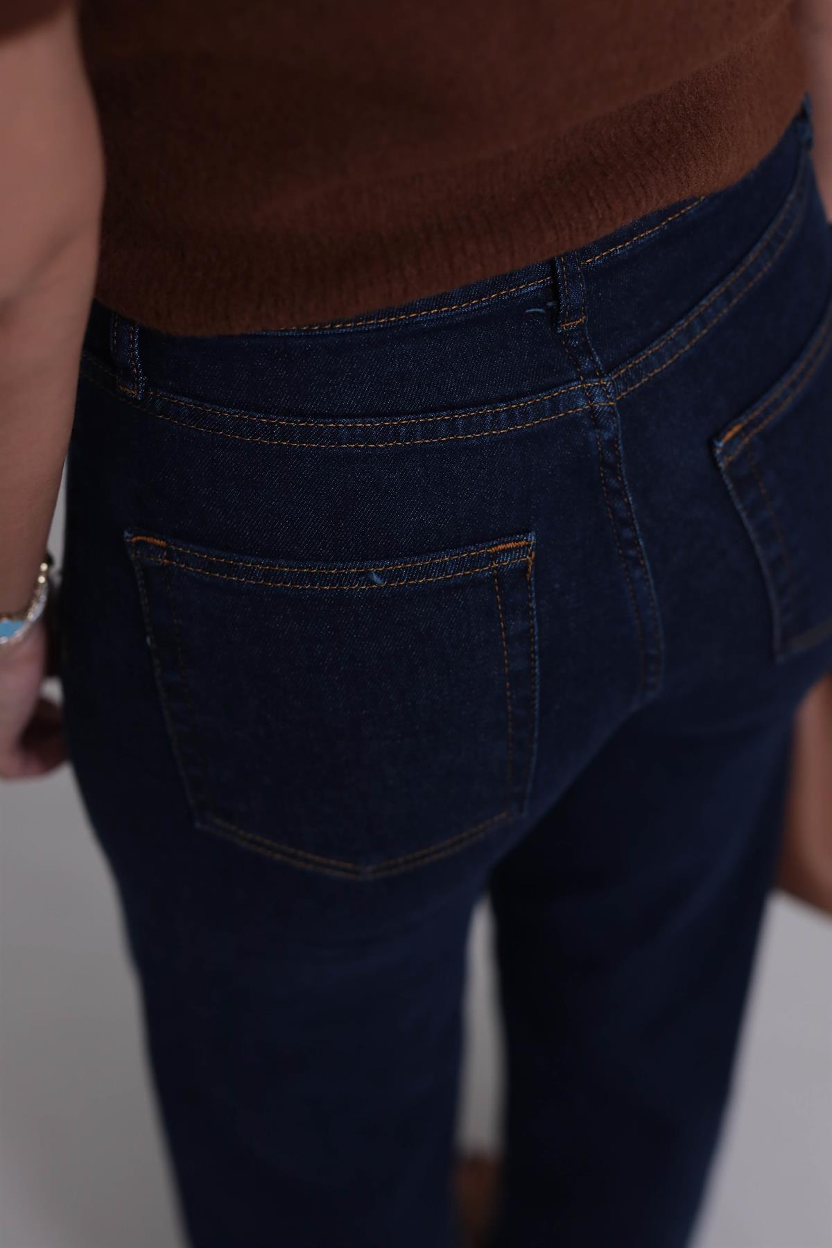 5754 Cep Kapaklı Bol Paça Likralı Jean LACİVERT