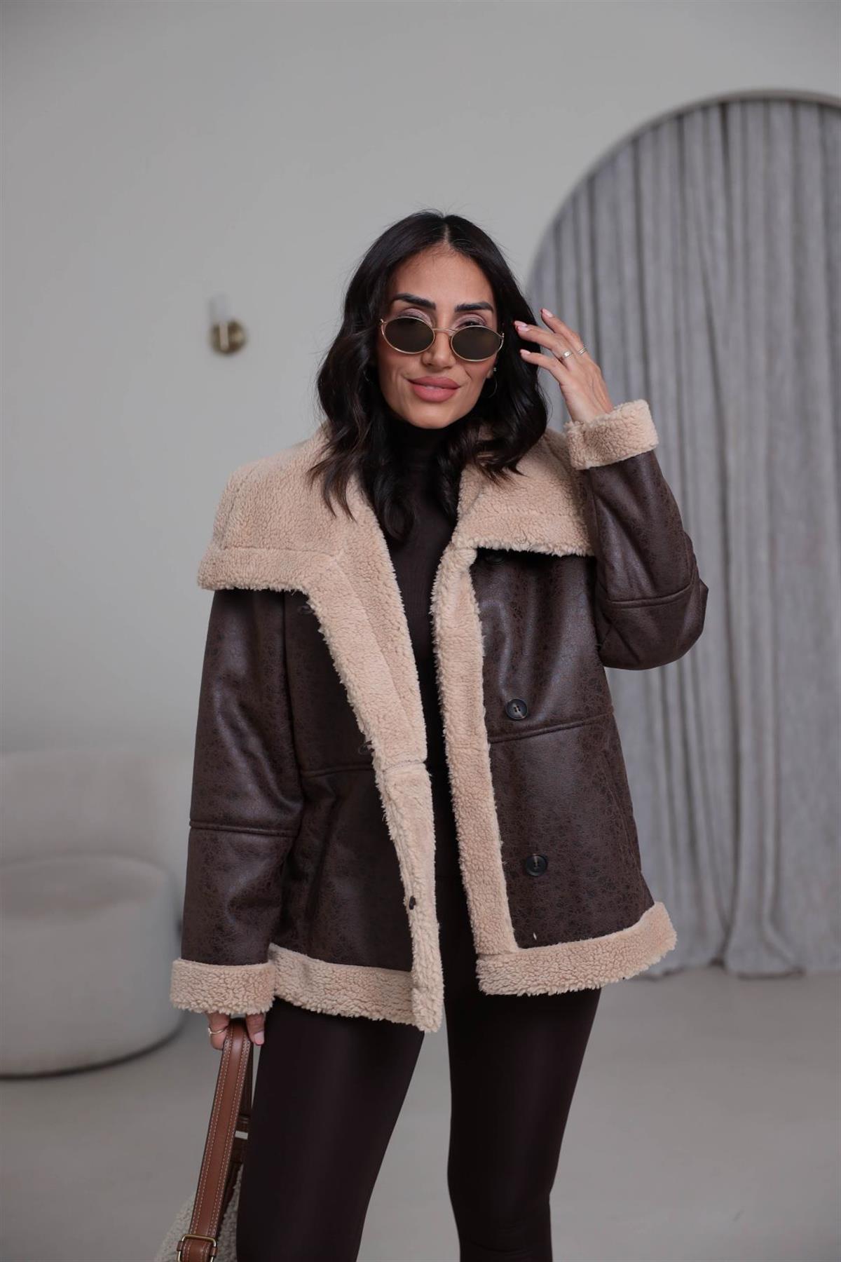9195 İçi Kürklü Nubuk Mont KAHVE