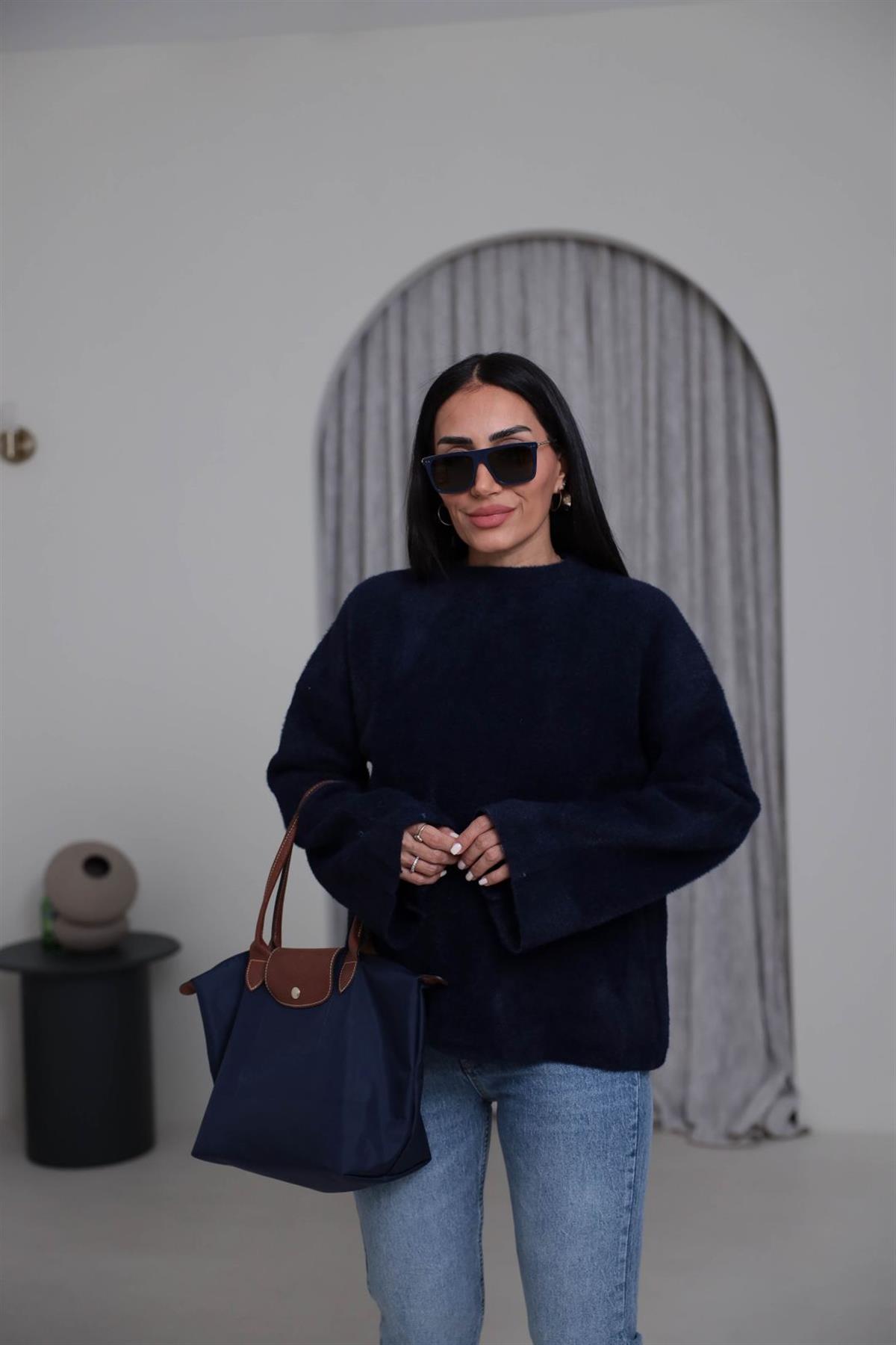 5256 Bisiklet Yaka Angora Triko LACİVERT