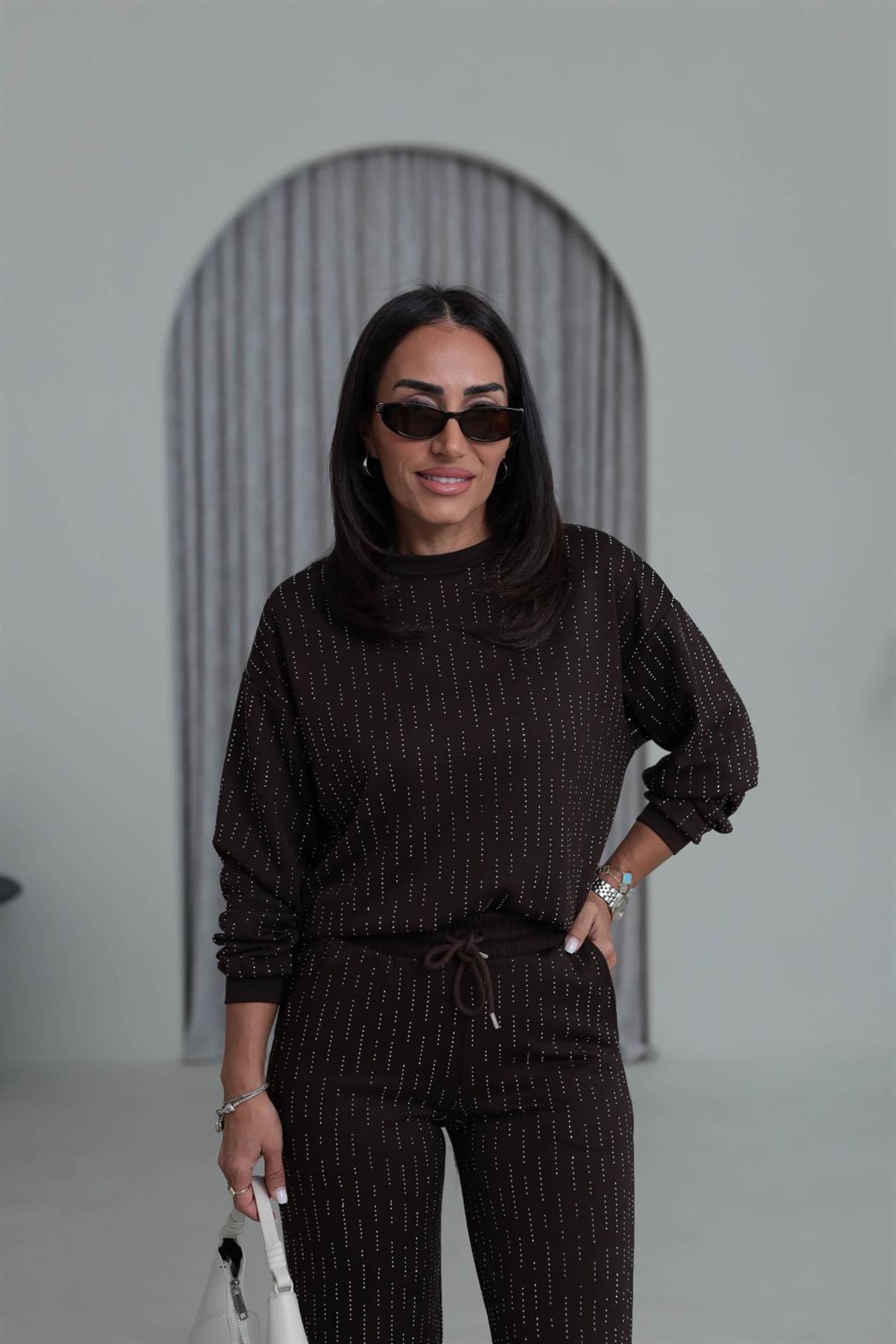 4213 Sıra Taşlı Rahat Modal Takım KAHVE