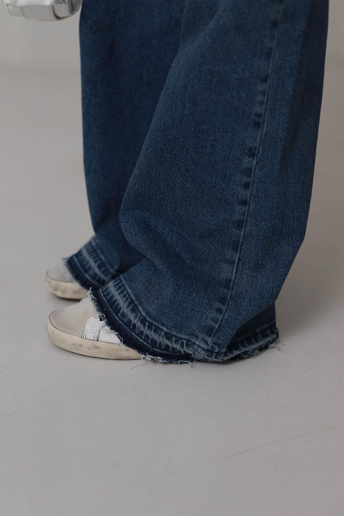 Massi Paça Püsküllü Wideleg Jean KOYU MAVİ