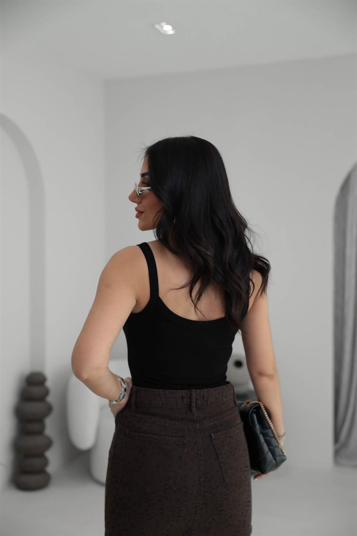 1277 Kalın Askılı Modal Bodysuit SİYAH