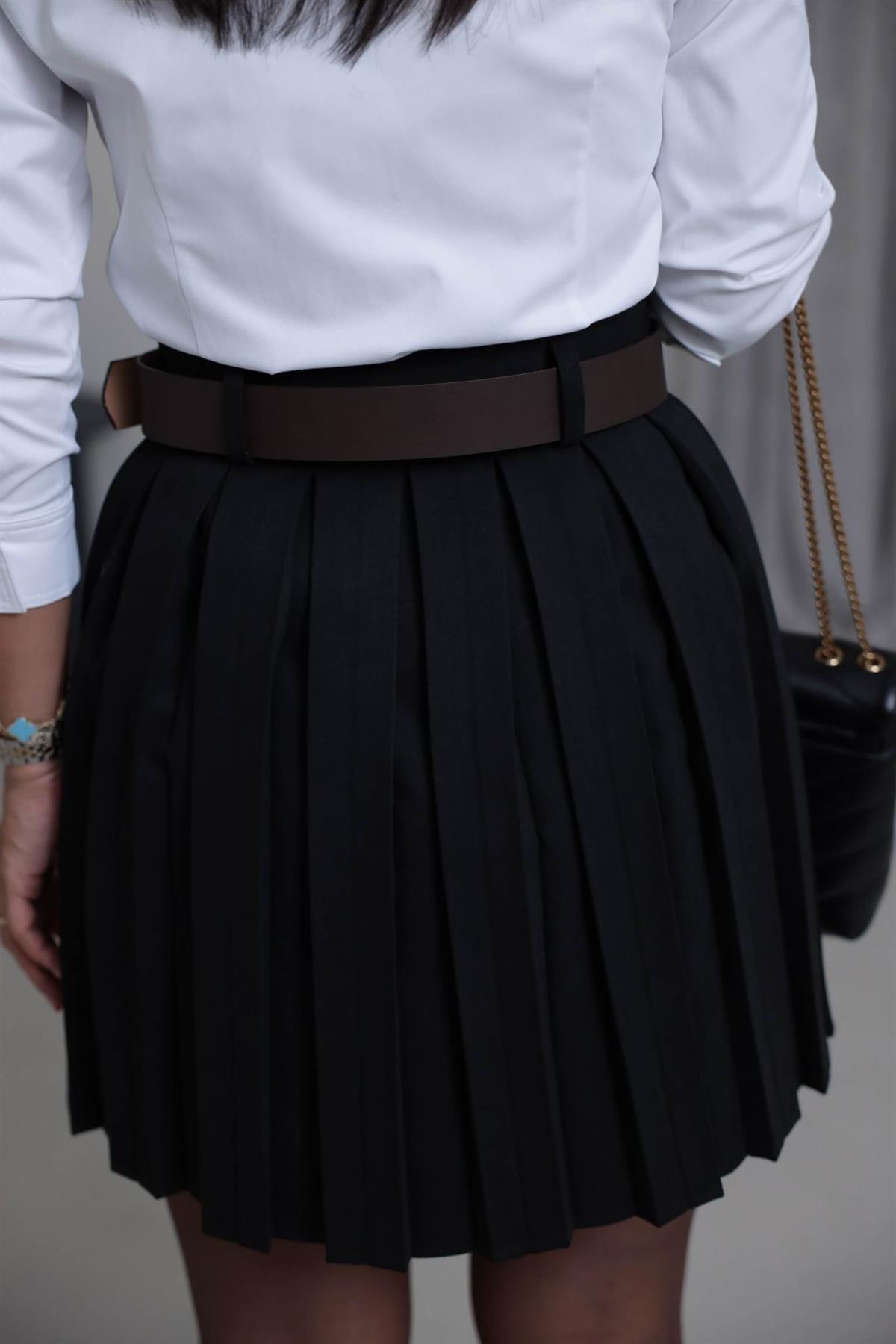 0652 Kemerli Piliseli Nubuk Etek SİYAH