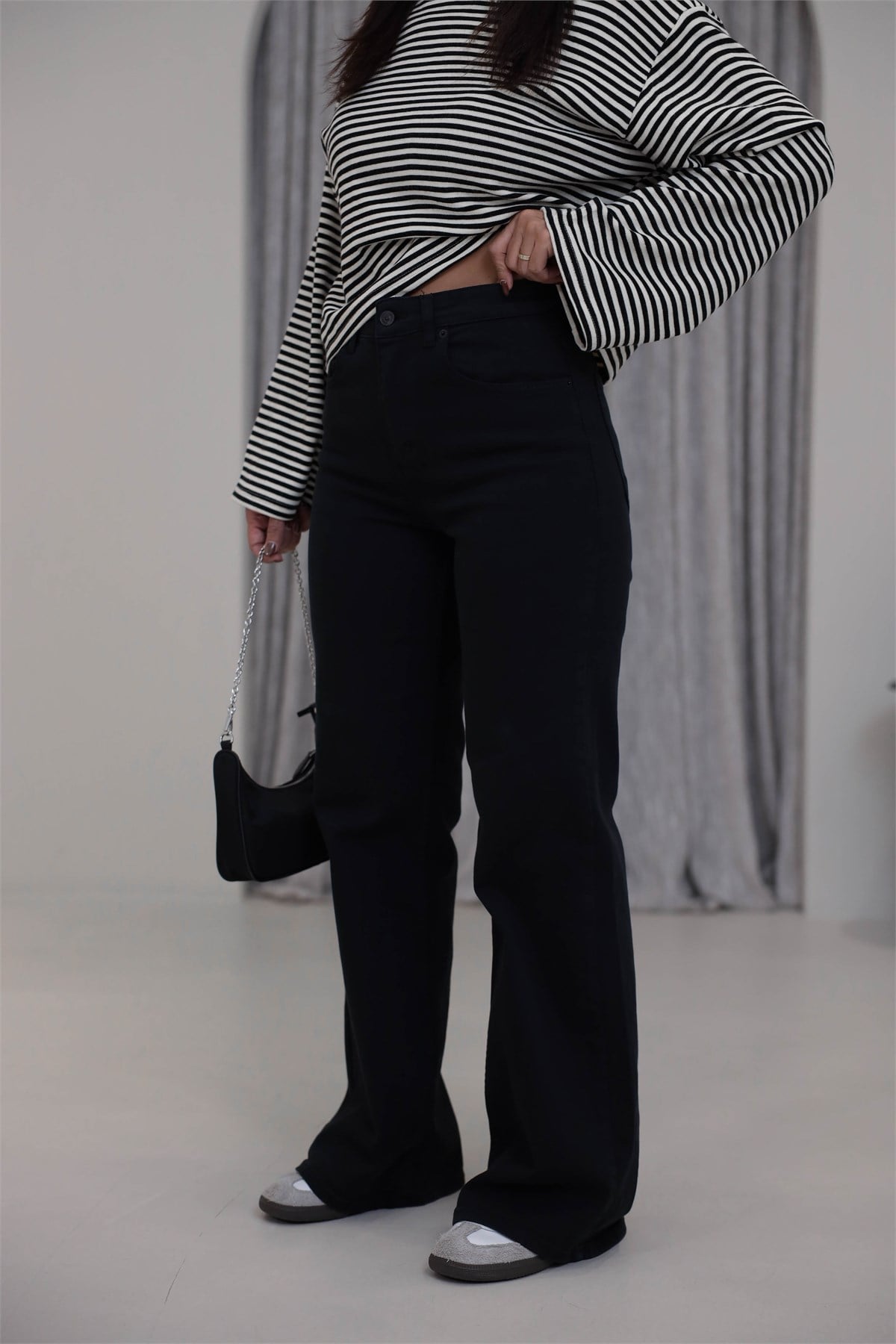 4124 Massi Wide Leg Jean KOYU SİYAH