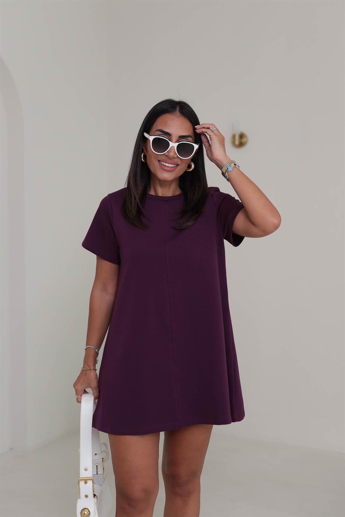 1523 Ön Dikiş Detaylı Penye Elbise MOR