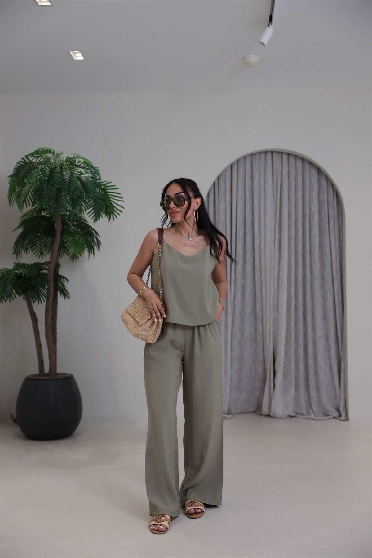 9298 İp Askılı Tencel Takım AÇIK HAKİ