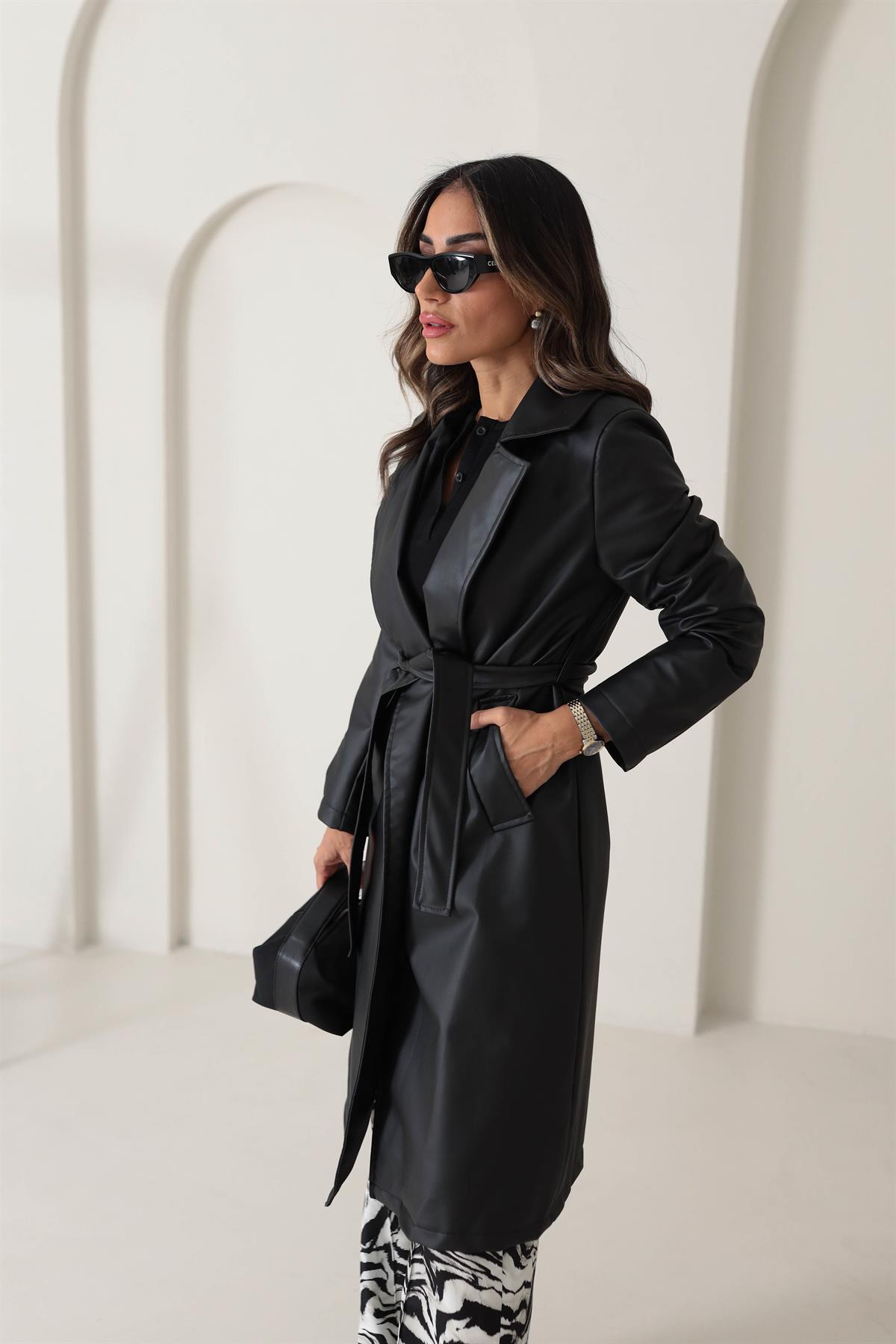 3008 Suni Deri Trenchcoat