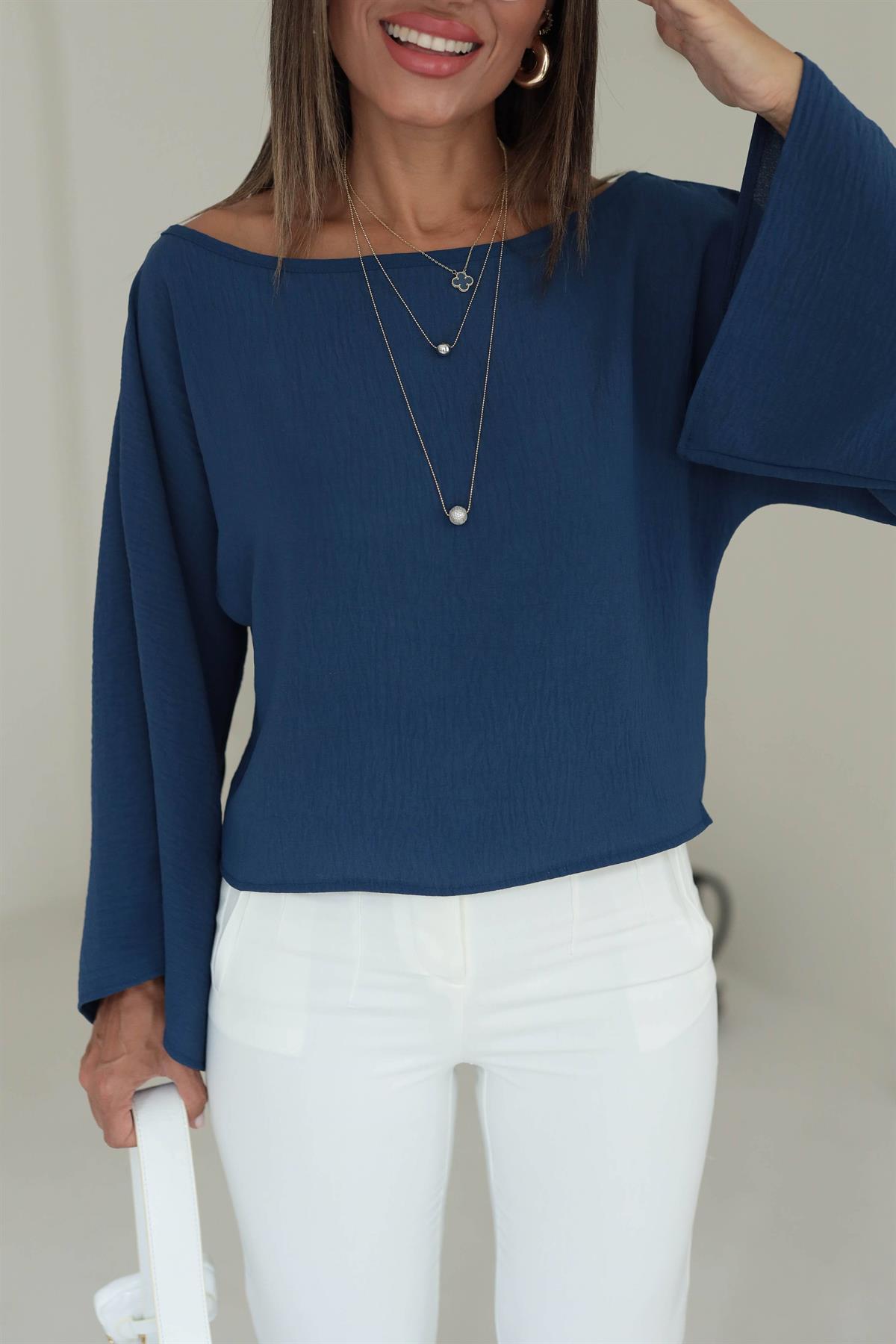 İthal Aerobin Kayık Yaka Bluz