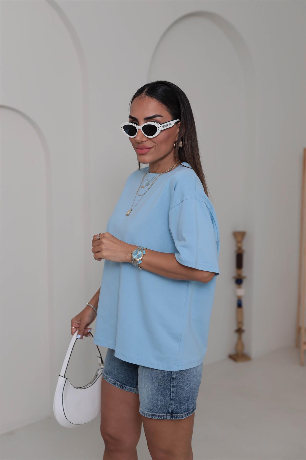 3300 Basic Oversize Tshirt BEBE MAVİ