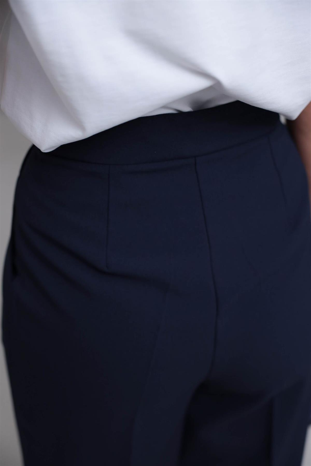 3869 Çift Pilili Kumaş Pantolon LACİVERT