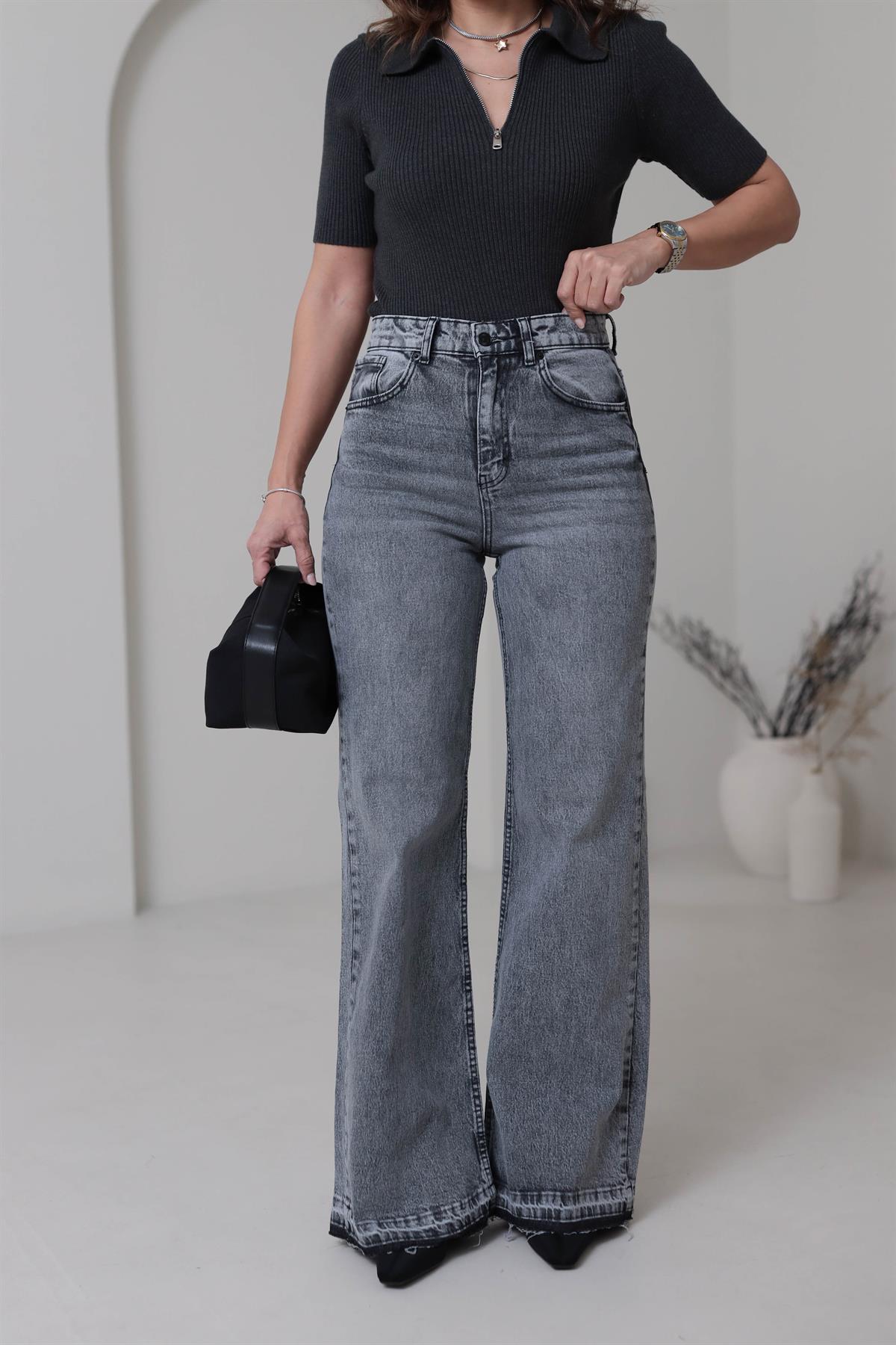 Massi Paça Püsküllü Wideleg Jean GRİ