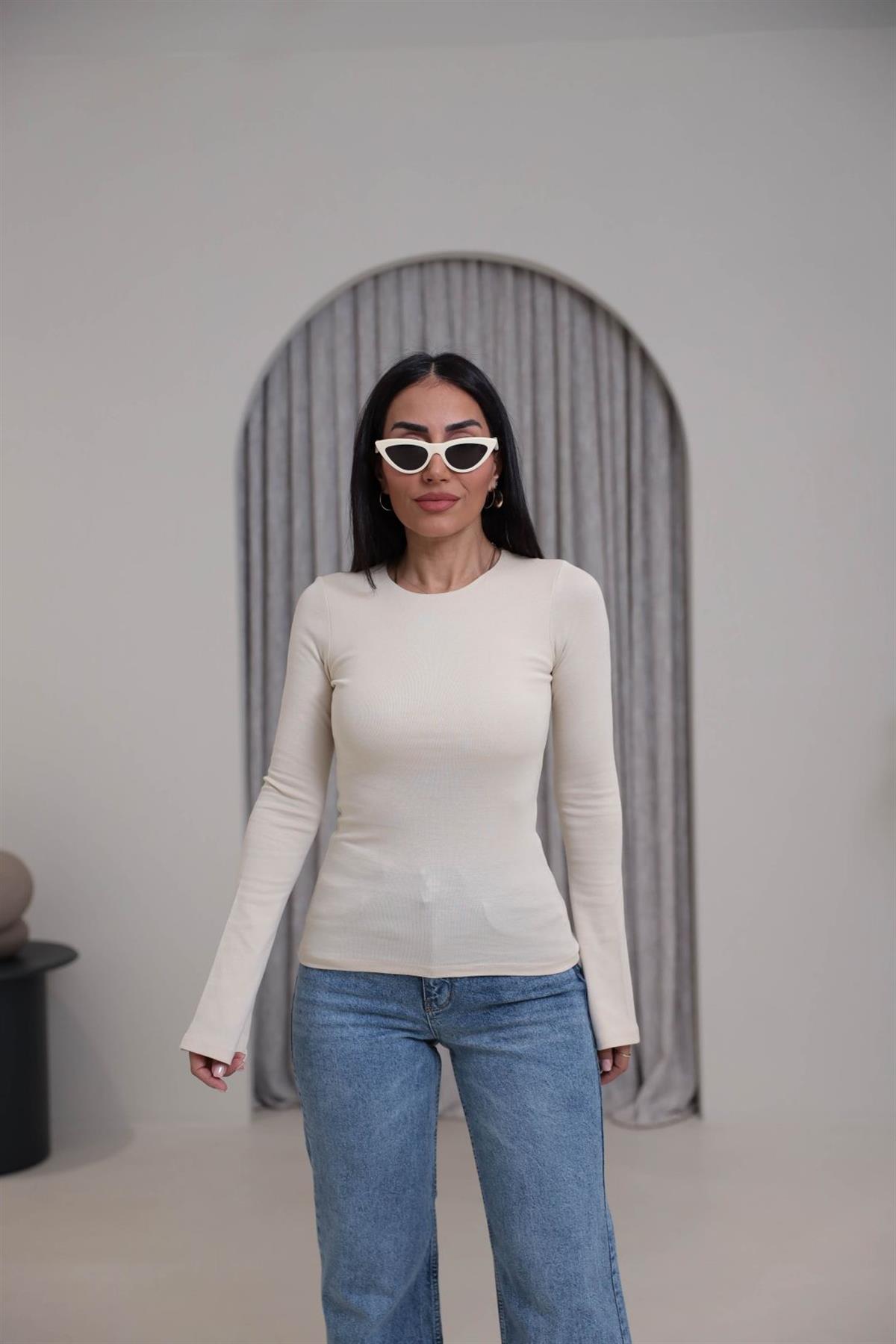 2284 Modal Penye İspanyol Kol Bluz TAŞ