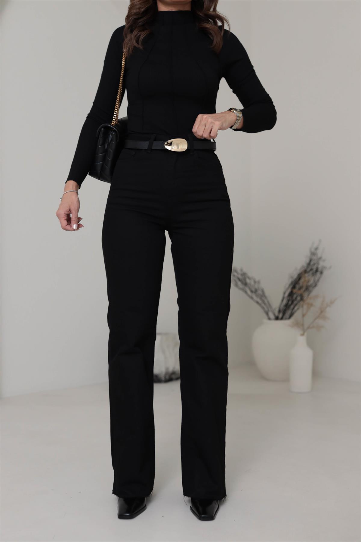 1077 Paça Kesikli Palazzo Jean SİYAH