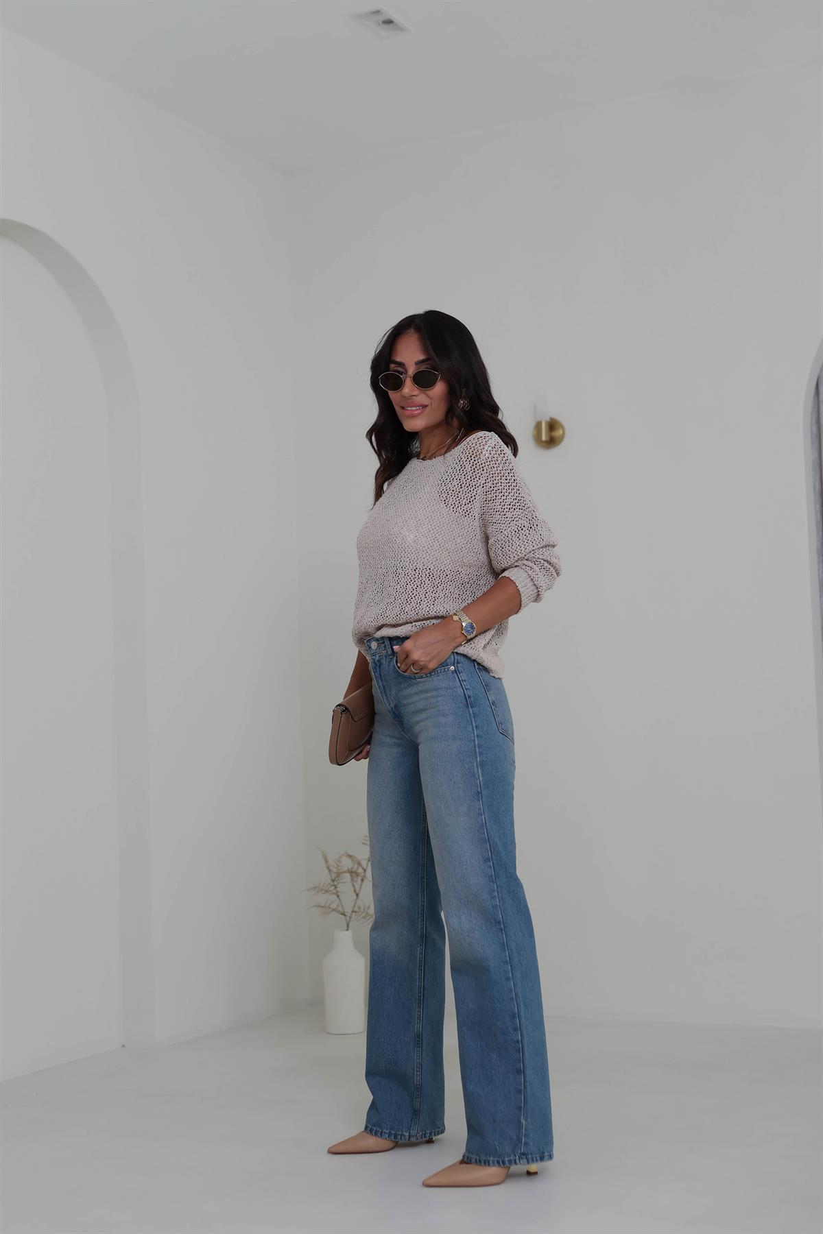 488 Yüksek Bel Wide Leg Jean KOYU MAVİ