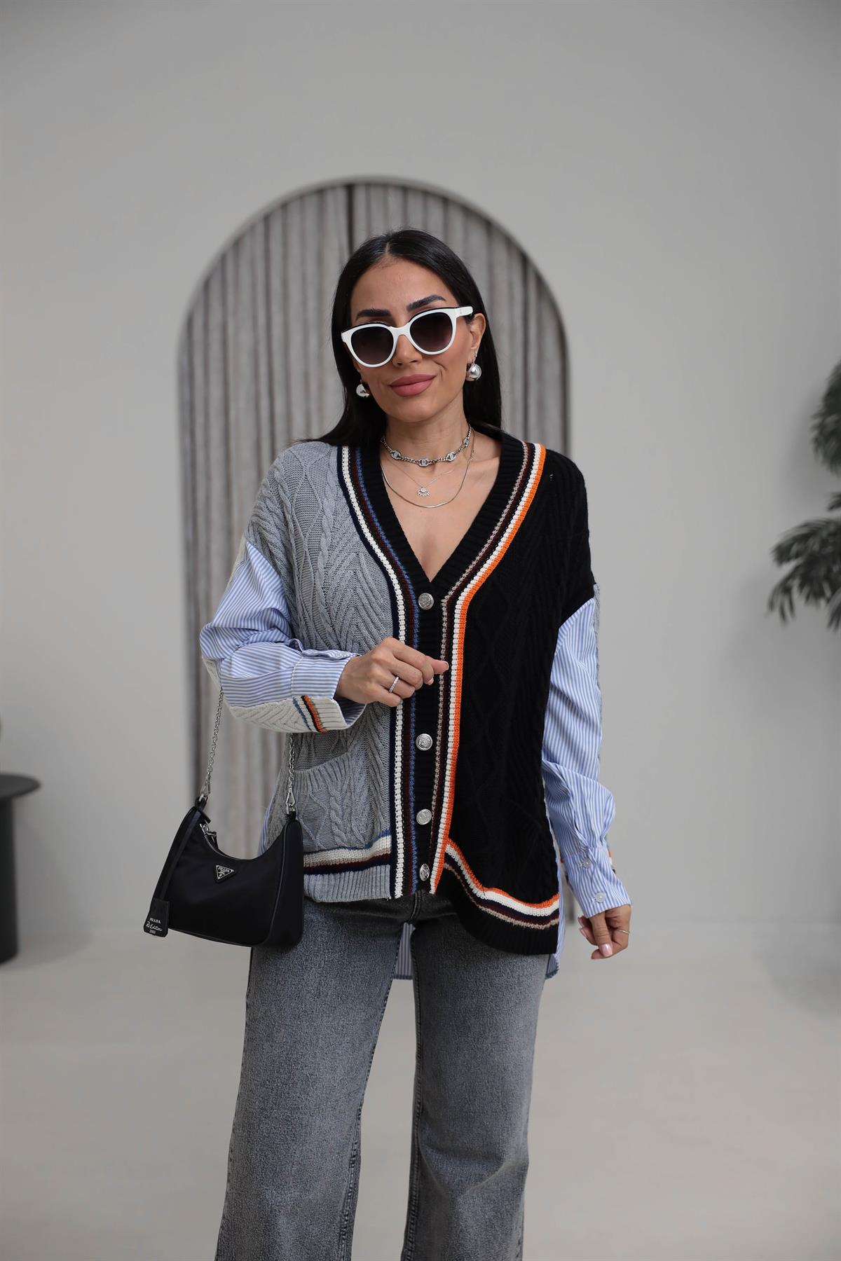 2599 Gömlek Mixli Triko Hırka RENKLİ