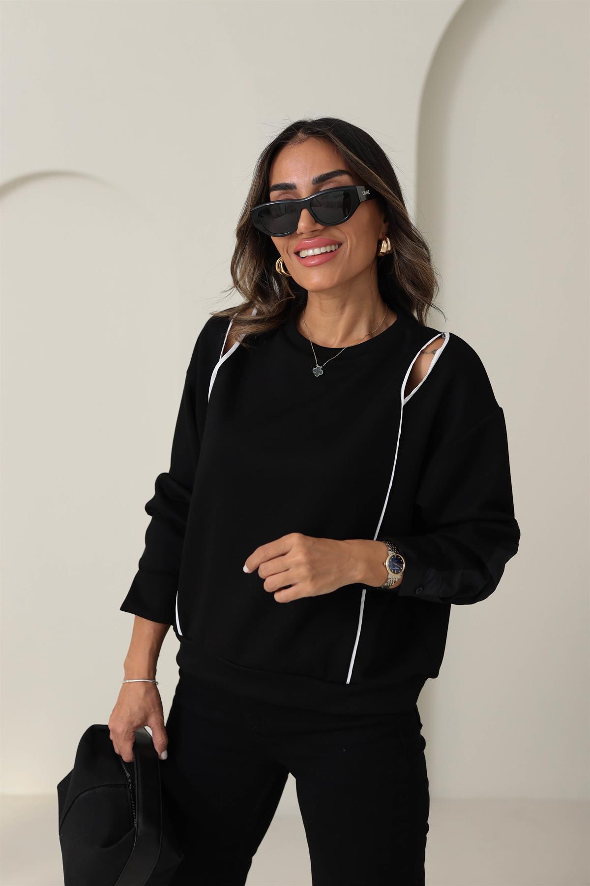2963 Omzu Pencere Detaylı Modal Sweatshirt