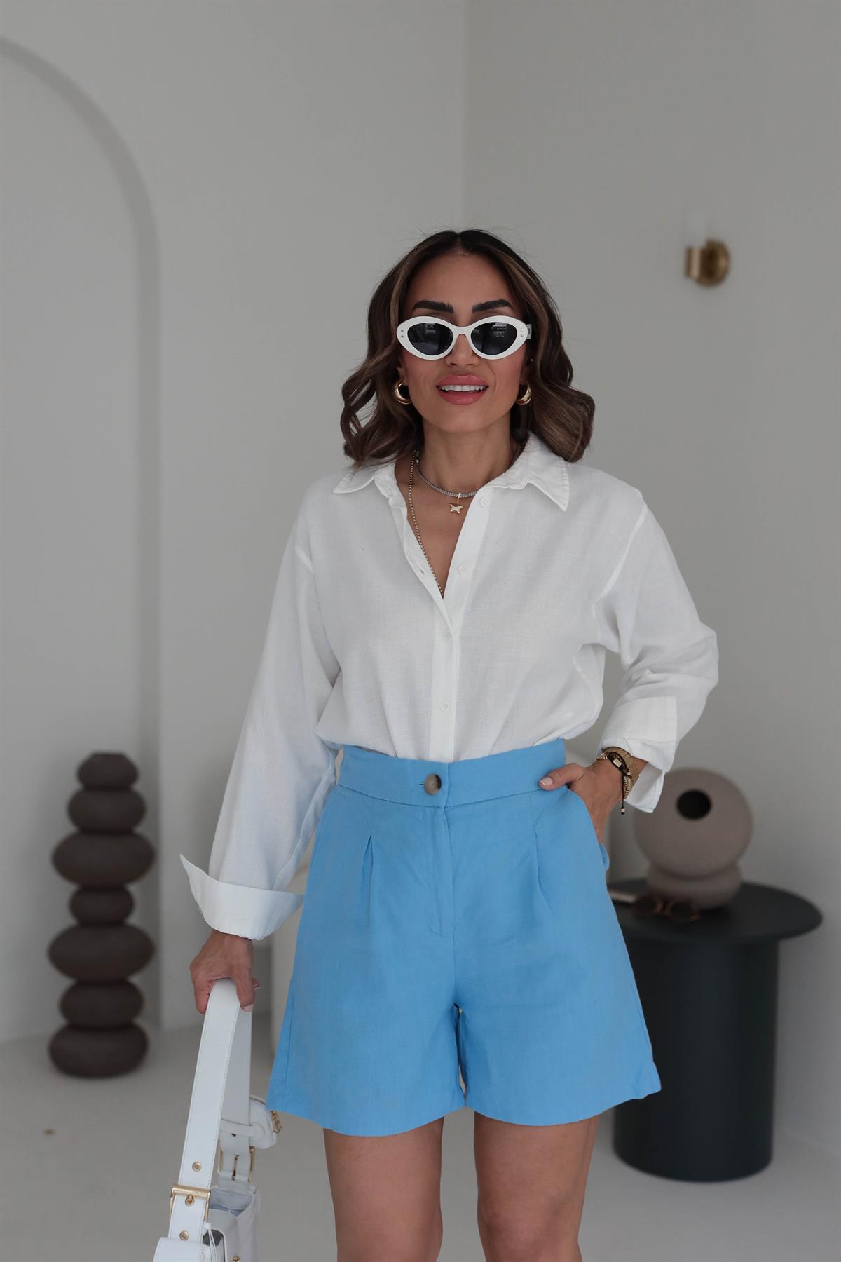 6211 Ham Keten Şort