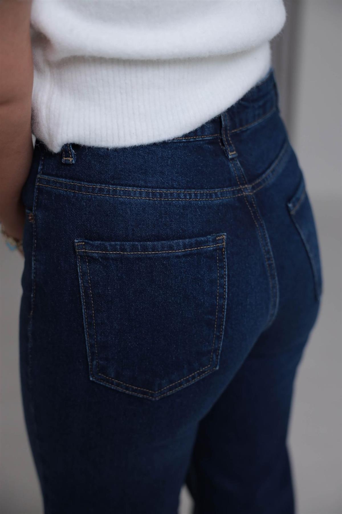 Yüksek Bel Wide Leg Jean KOYU MAVİ