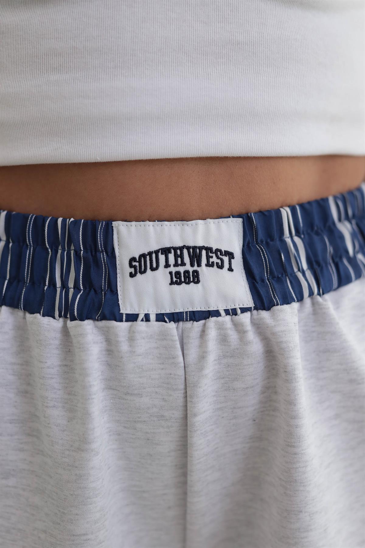 0811 Şerit Detaylı Sweat Pantolon GRİ