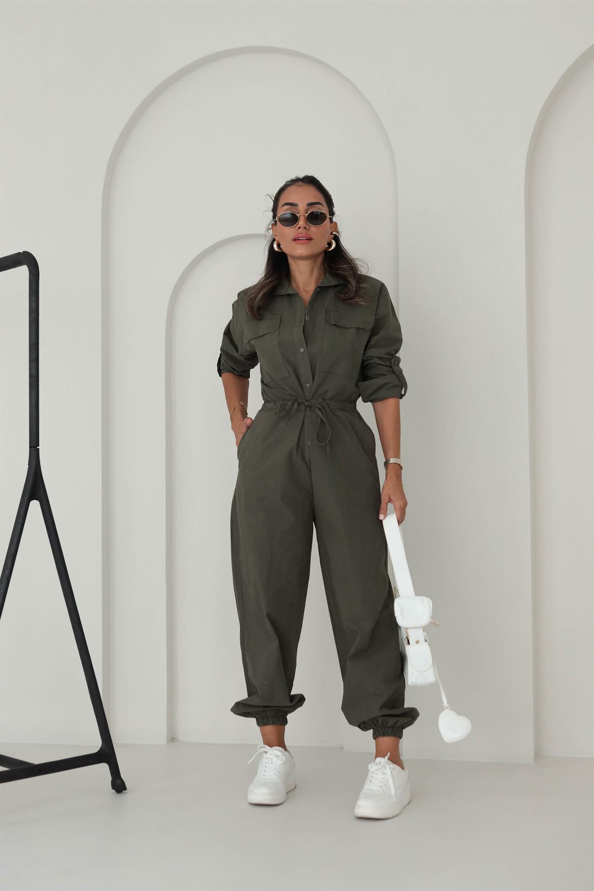 1348 Belden Büzgülü Rahat Tulum HAKİ YEŞİL