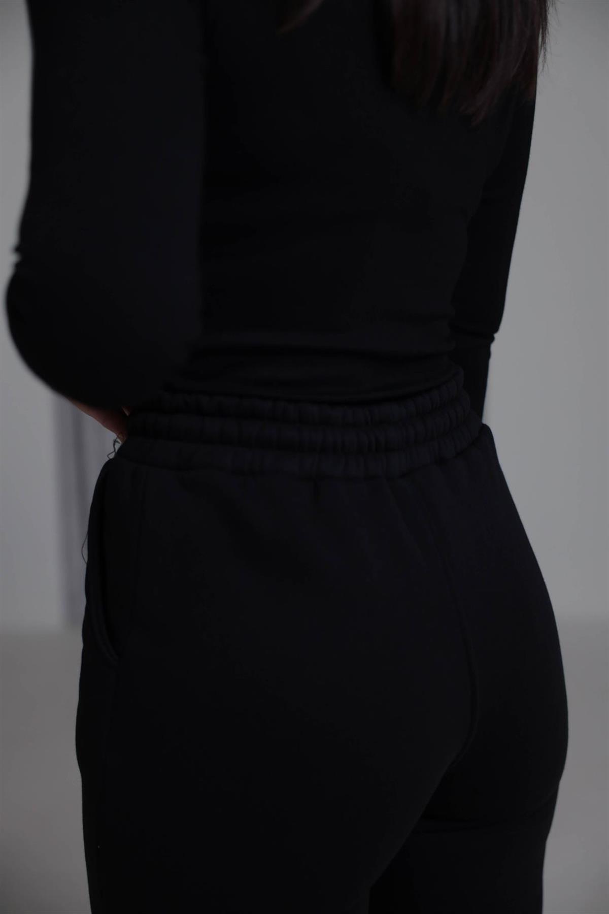 0015 Palazzo 3 İplik Şardonlu Eşofman Altı SİYAH